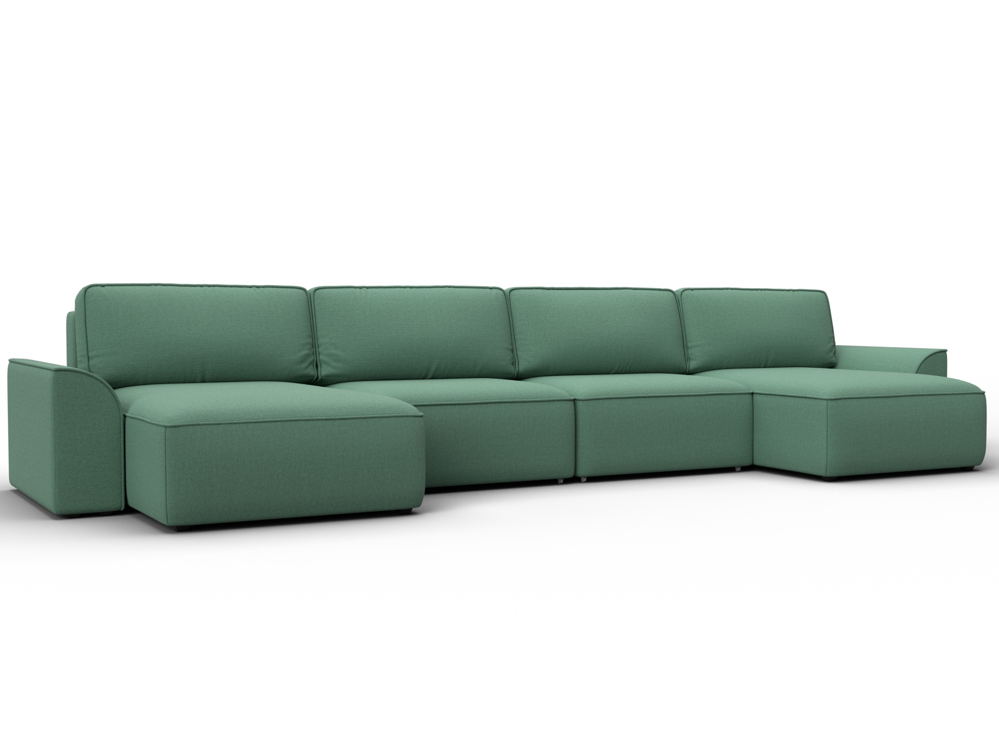 Диван П-образный Лига-048 НПБ лонг (амур 11 зеленый)