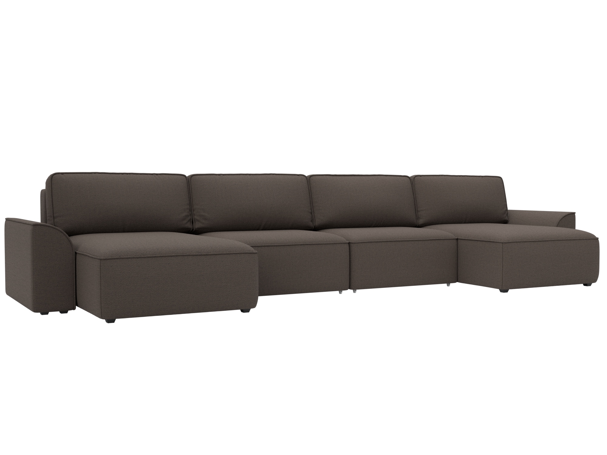 Диван П-образный Лига-048 НПБ лонг (амур 05 коричневый)