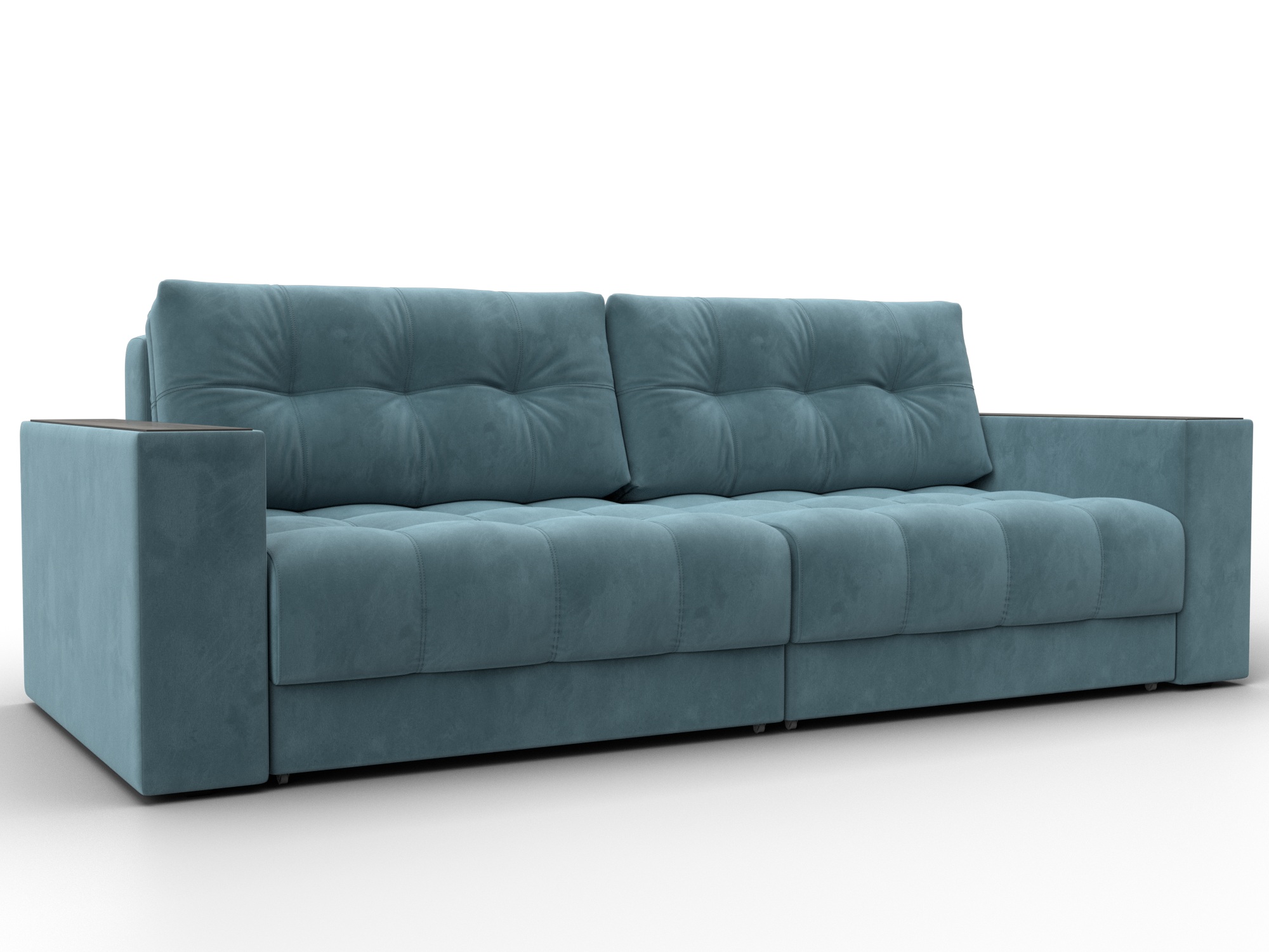 Диван прямой с декором Лига-049 НПБ (seven 113 бирюзовый)