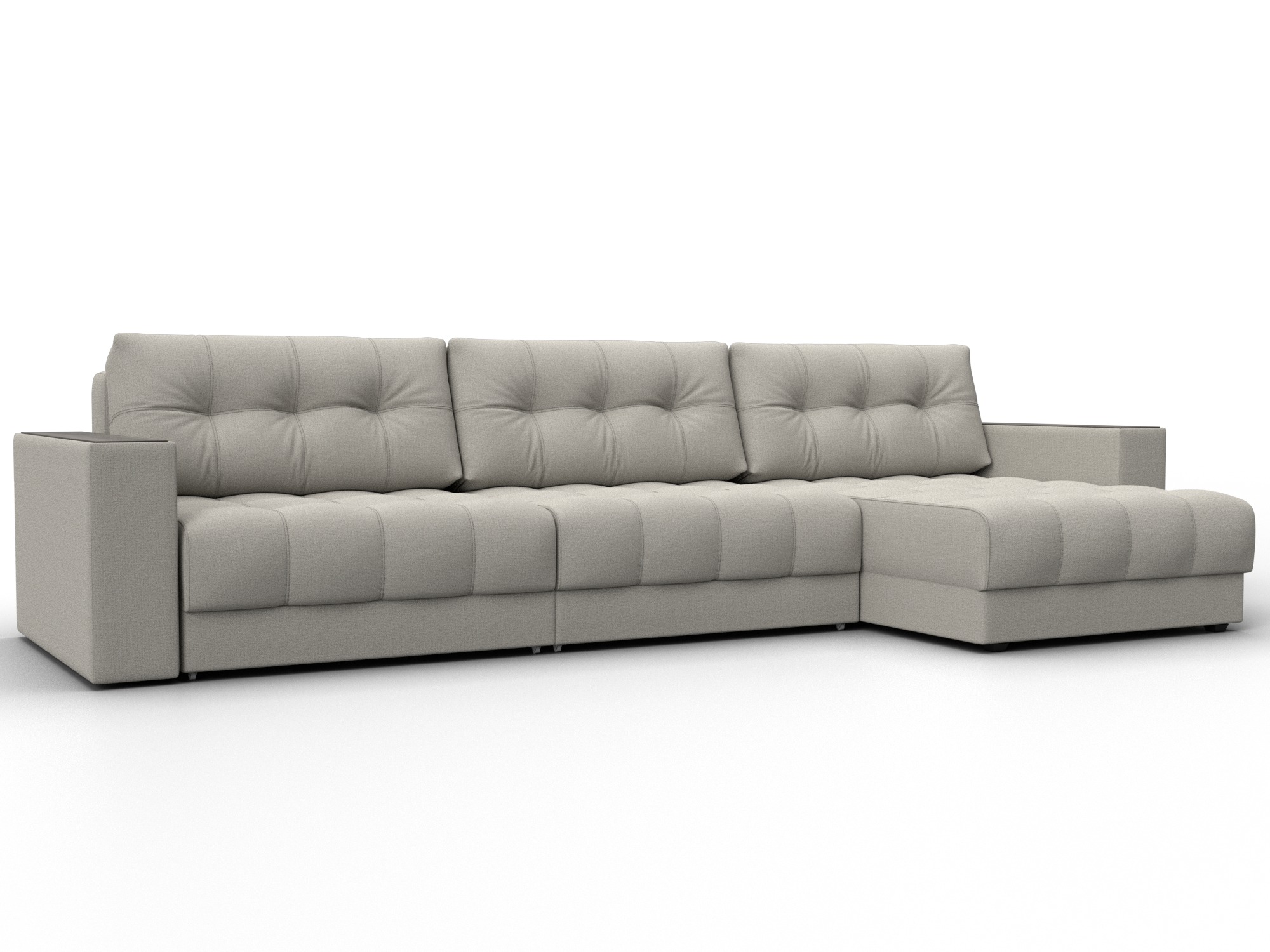 Диван угловой с декором Лига-049 НПБ Лонг (амур 02 бежевый)