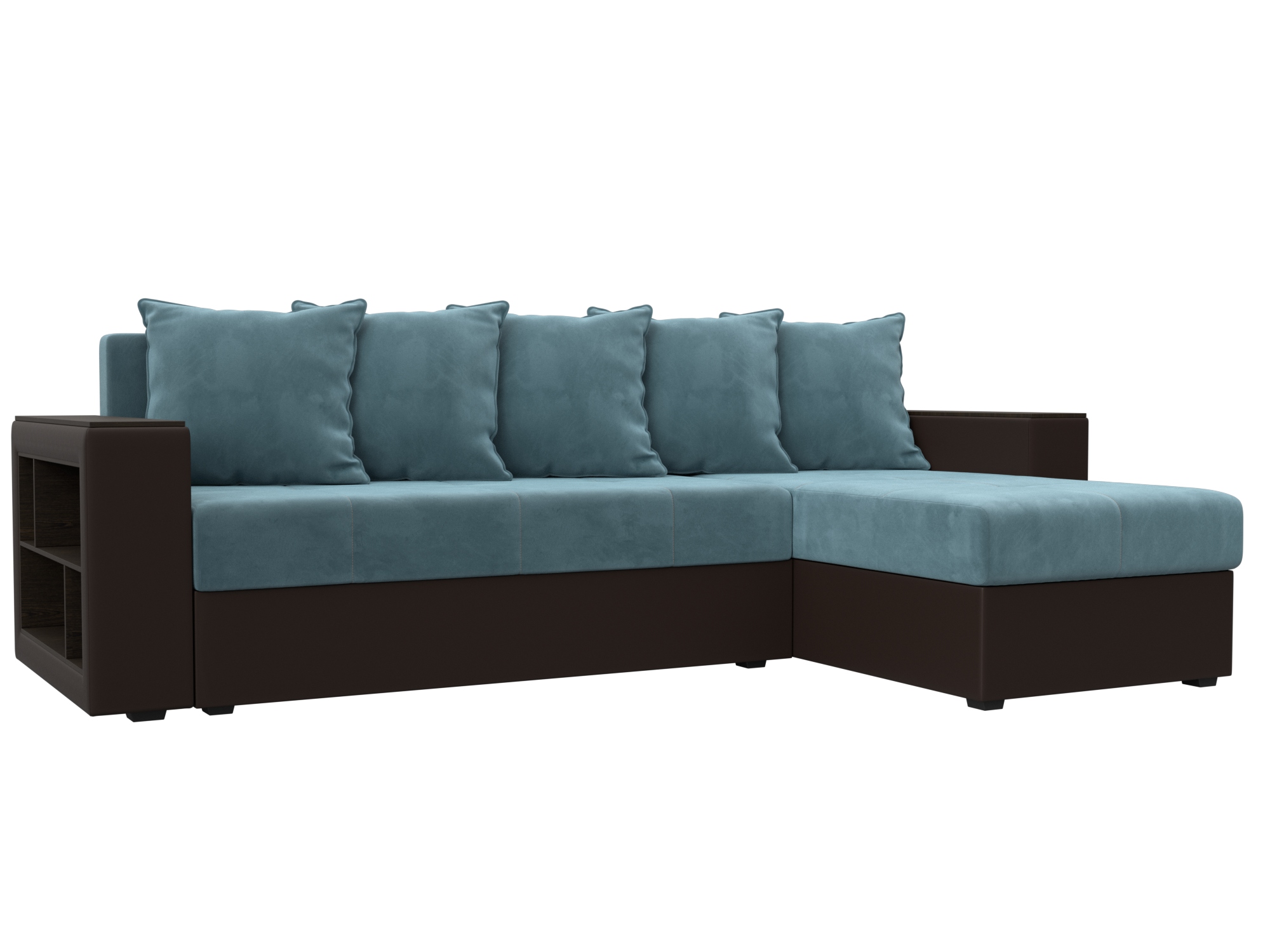 Диван угловой Дубай Лайт угол универсальный (бирюзовый;коричневый)