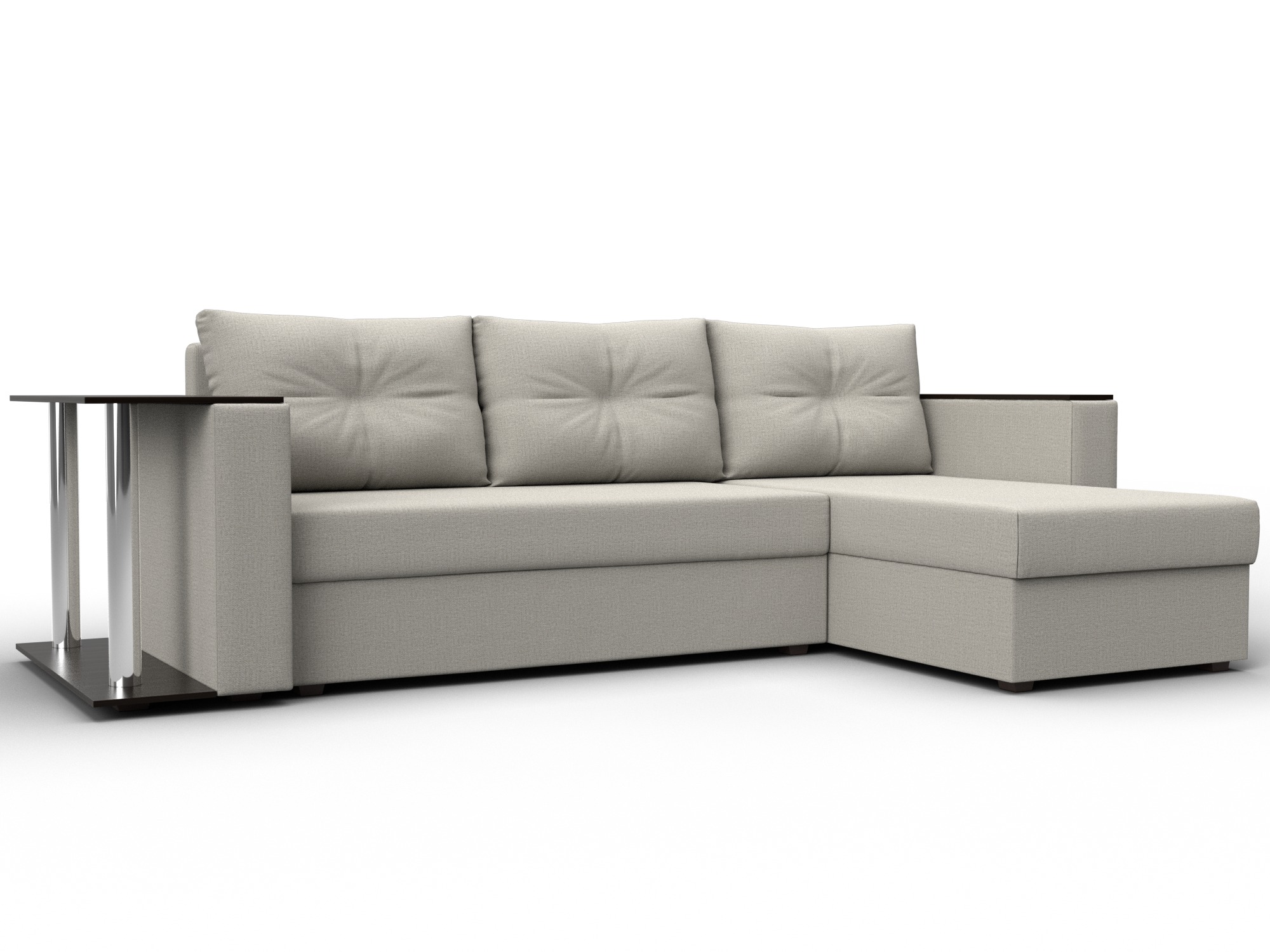 Диван угловой Атланта со столом правый угол (амур 02 бежевый)