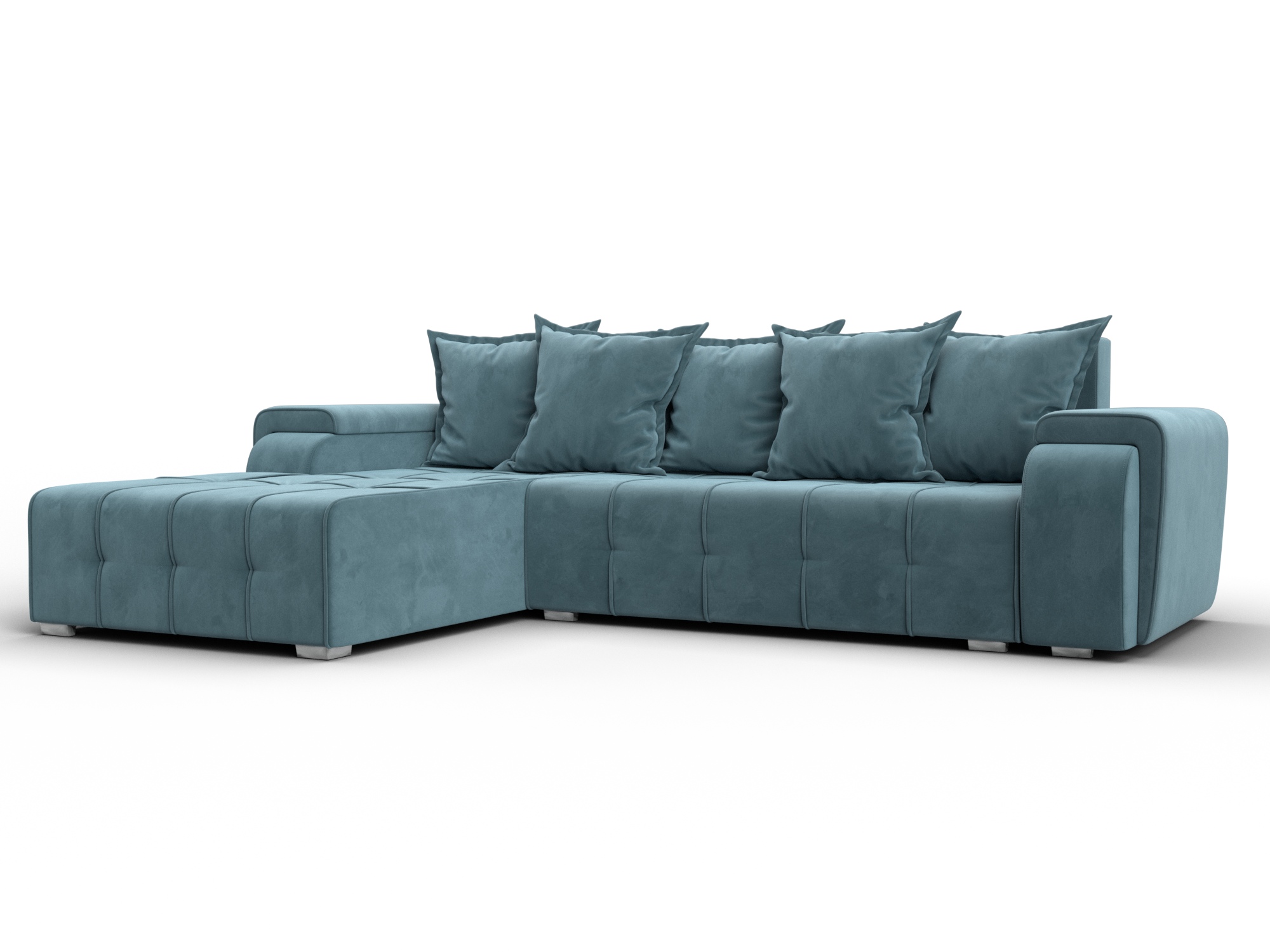 Диван угловой Лига-121 левый угол (seven 113 бирюзовый)