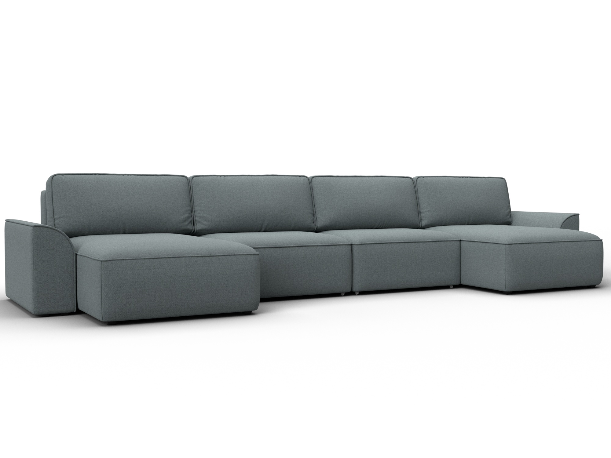 Диван П-образный Лига-048 НПБ лонг (амур 07 серый)