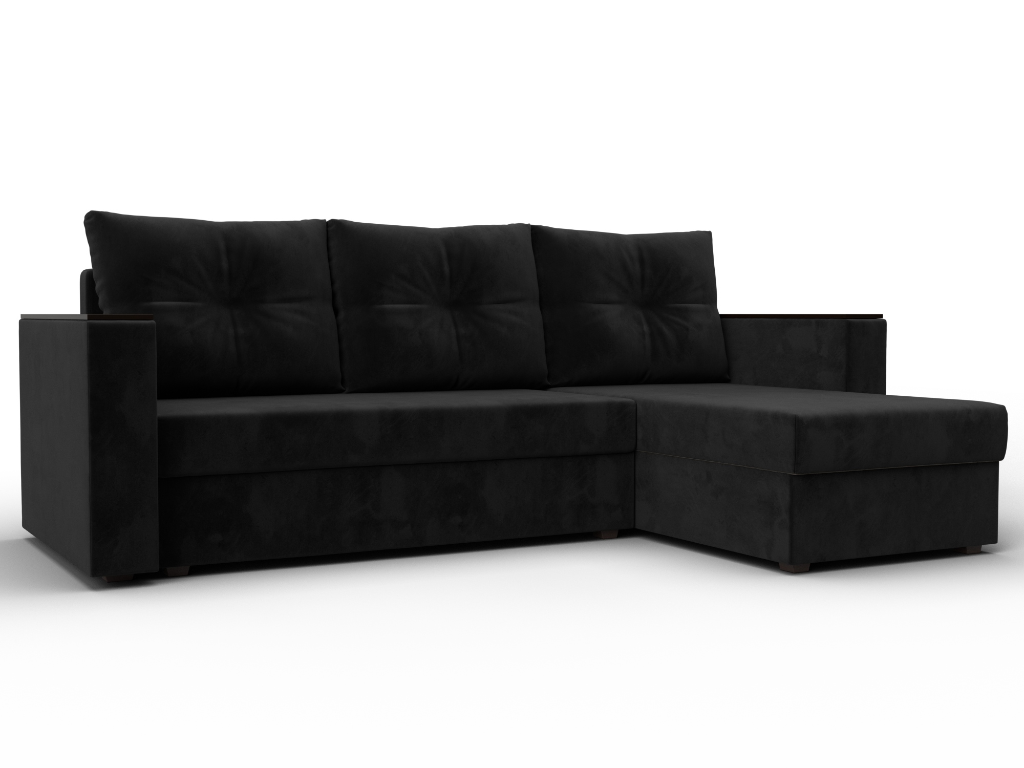 Диван угловой Атланта без стола универсальный угол (seven 35 черный)