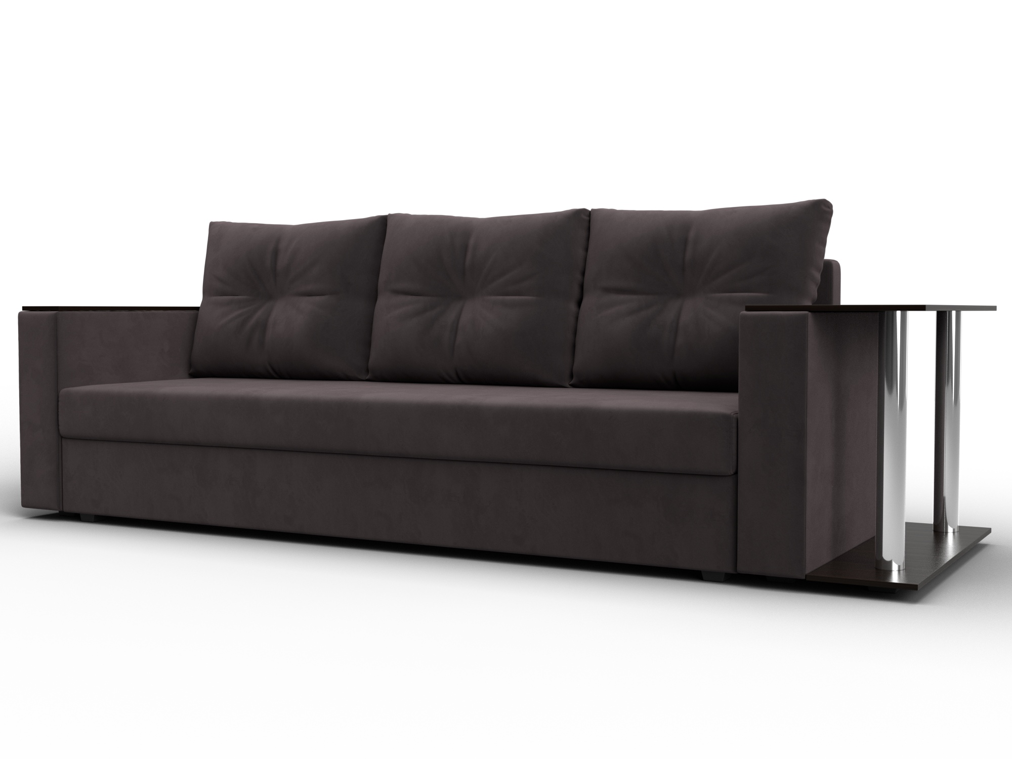 Диван прямой Атланта со столом справа (seven 727 коричневый)