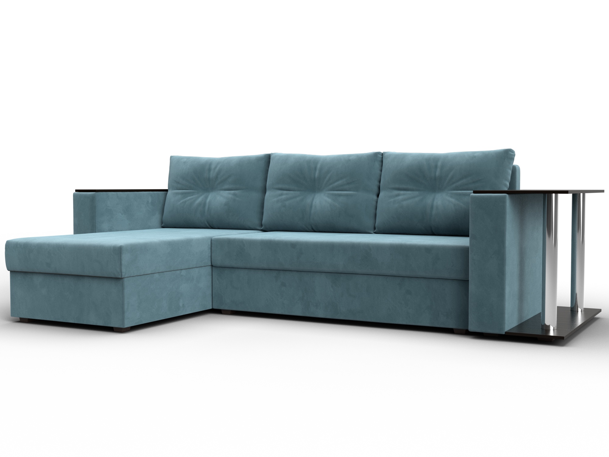 Диван угловой Атланта со столом левый угол (seven 113 бирюзовый)