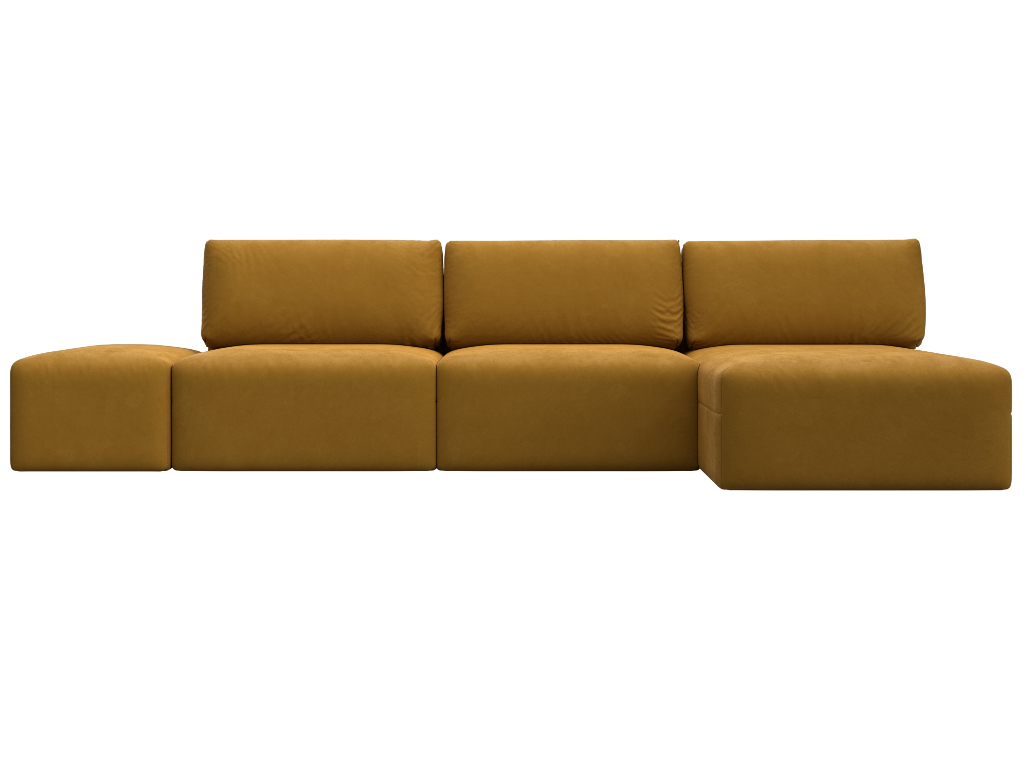 Диван угловой модульный с пуфом Лига-060 НПБ Лонг угол универсальный (brut 10 желтый)