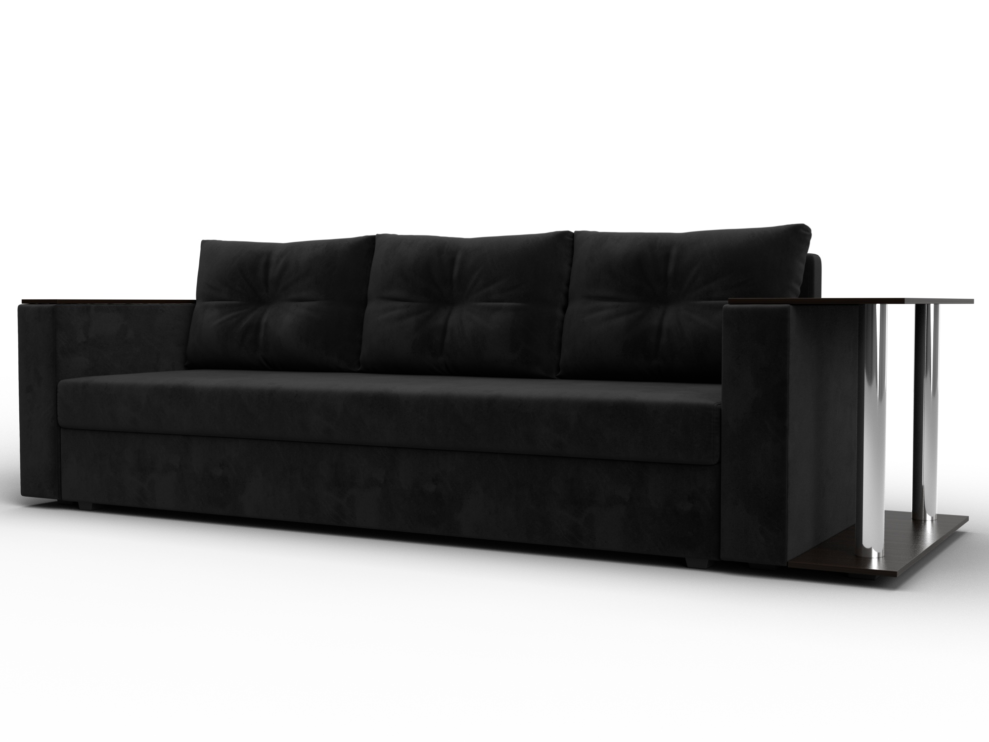 Диван прямой Атланта со столом справа (seven 35 черный)