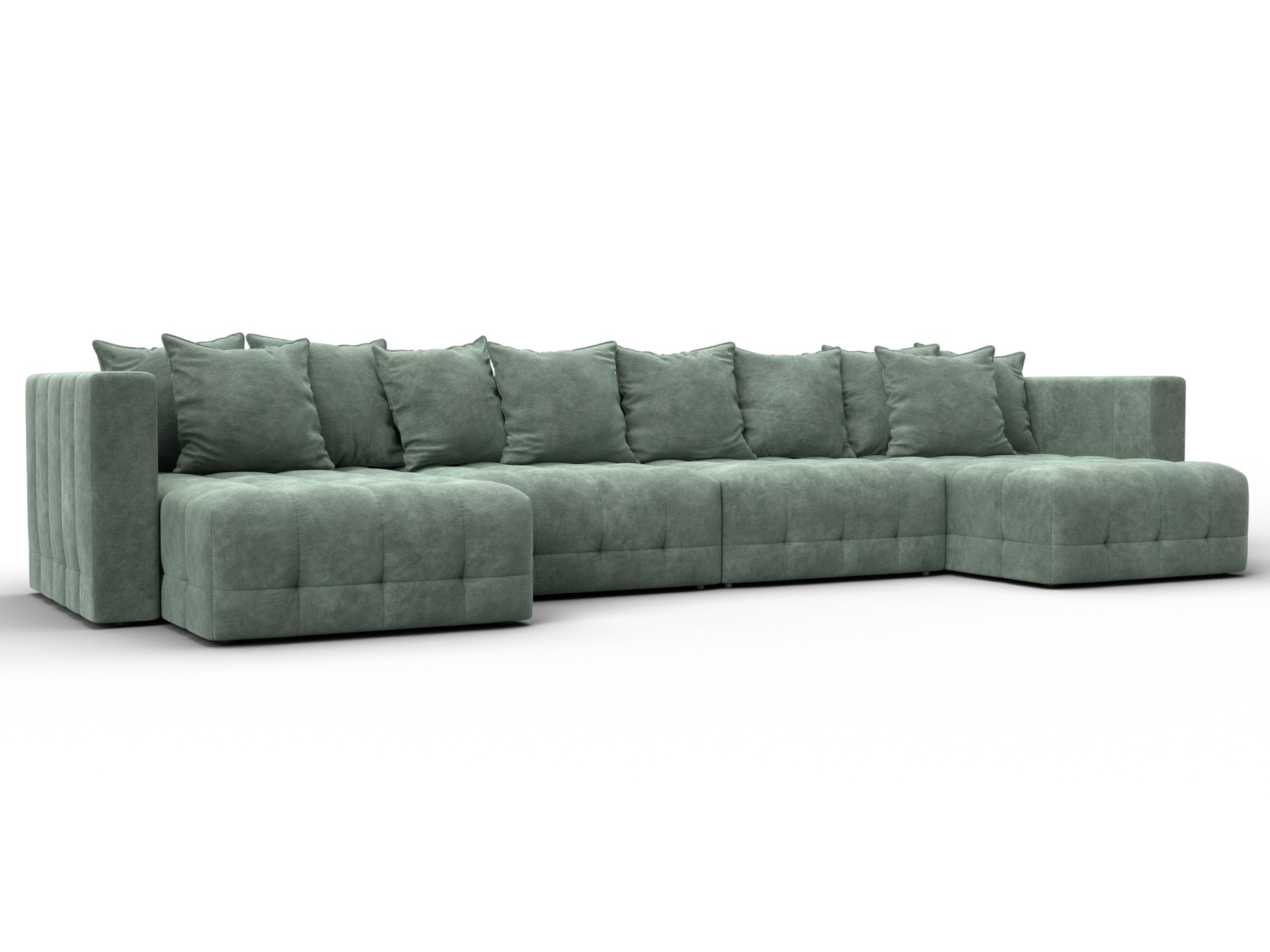 Диван П-образный Лига-052 НПБ Лонг (brut 08 зеленый)