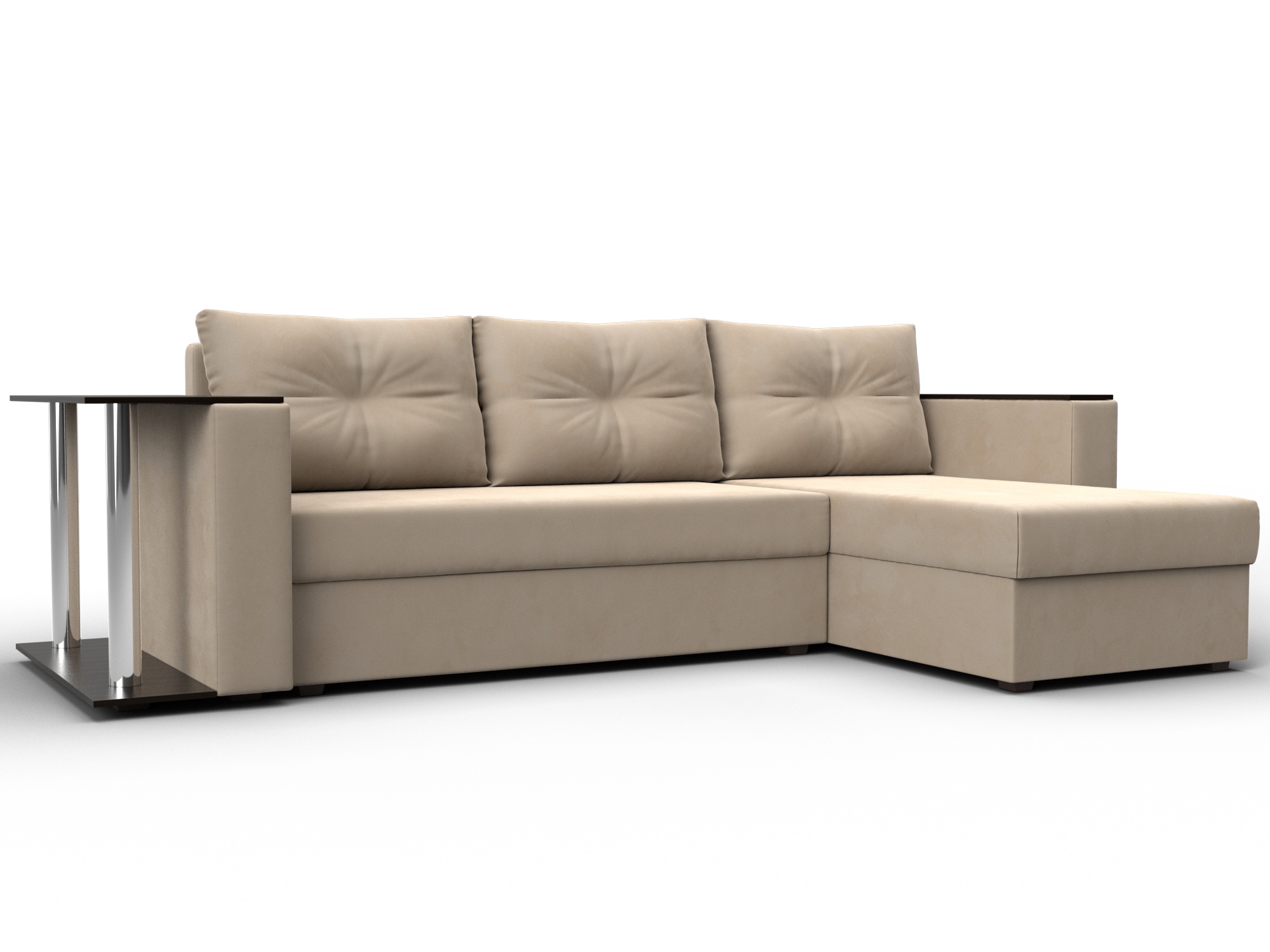 Диван угловой Атланта со столом правый угол (seven 729 бежевый)