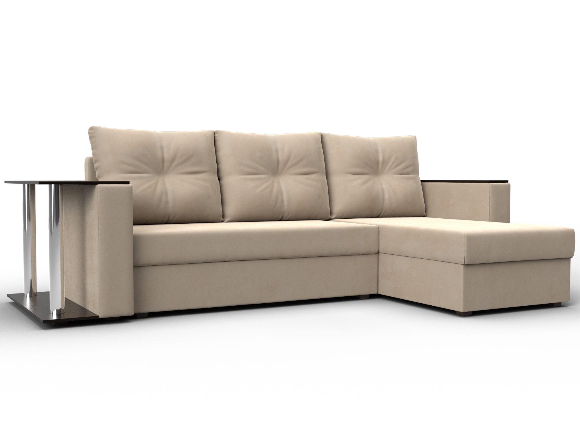 Диван угловой Атланта со столом правый угол (seven 729 бежевый)