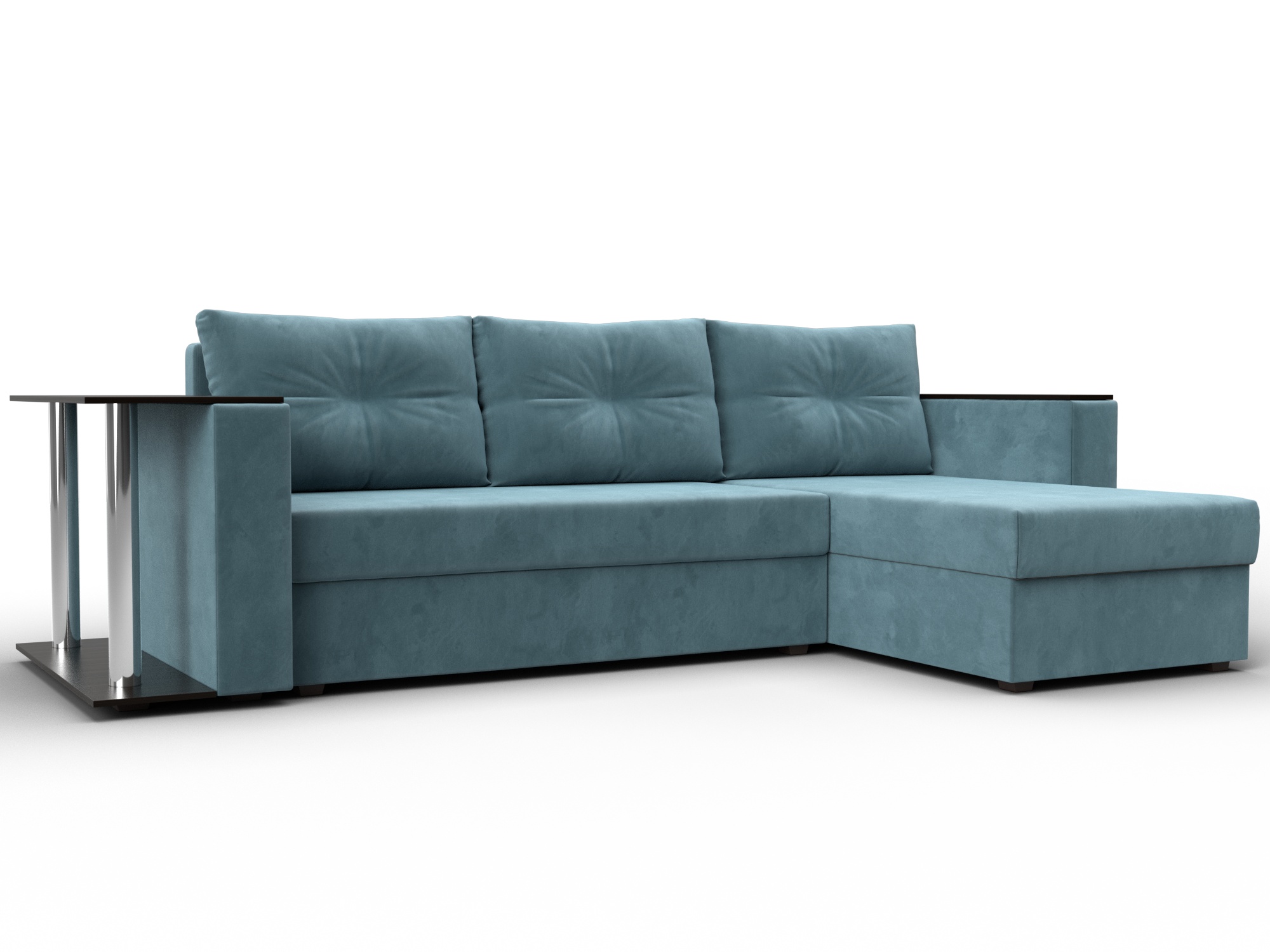 Диван угловой Атланта со столом правый угол (seven 113 бирюзовый)