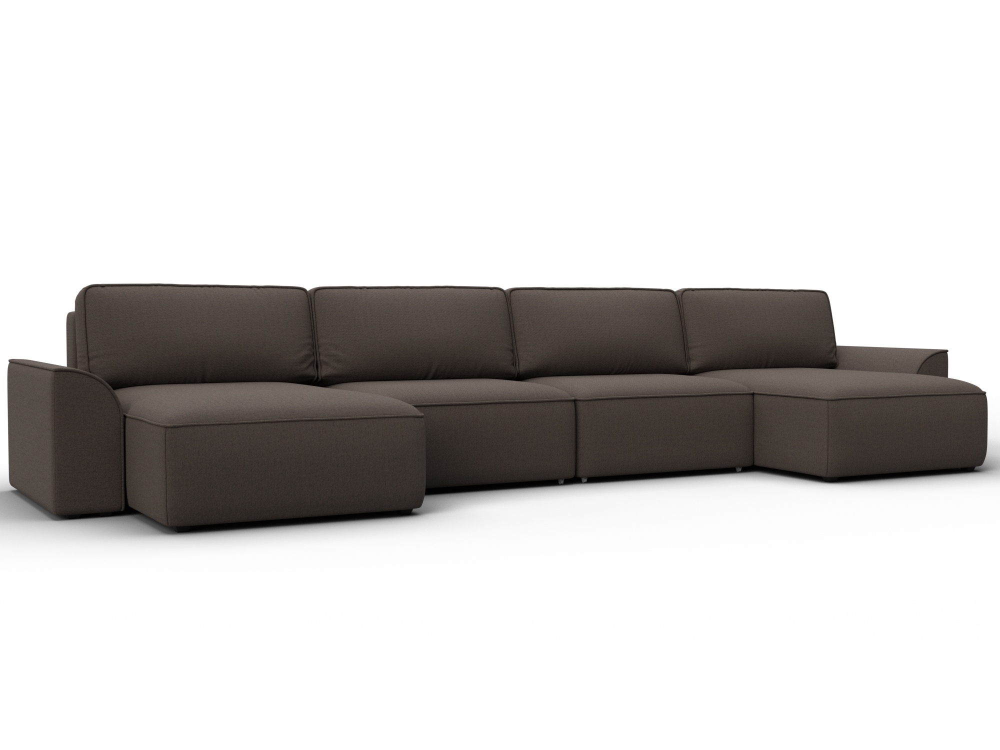 Диван П-образный Лига-048 НПБ лонг (амур 05 коричневый)