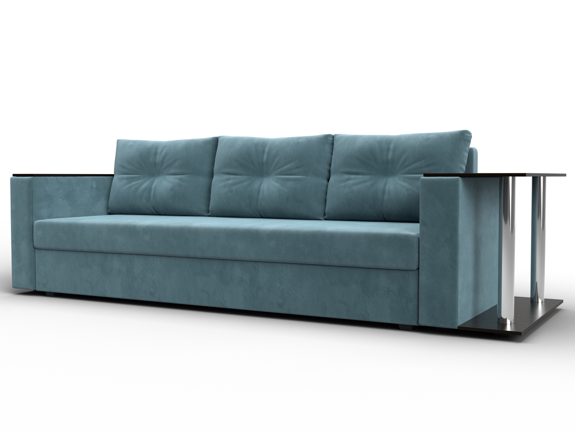 Диван прямой Атланта со столом справа (seven 113 бирюзовый)