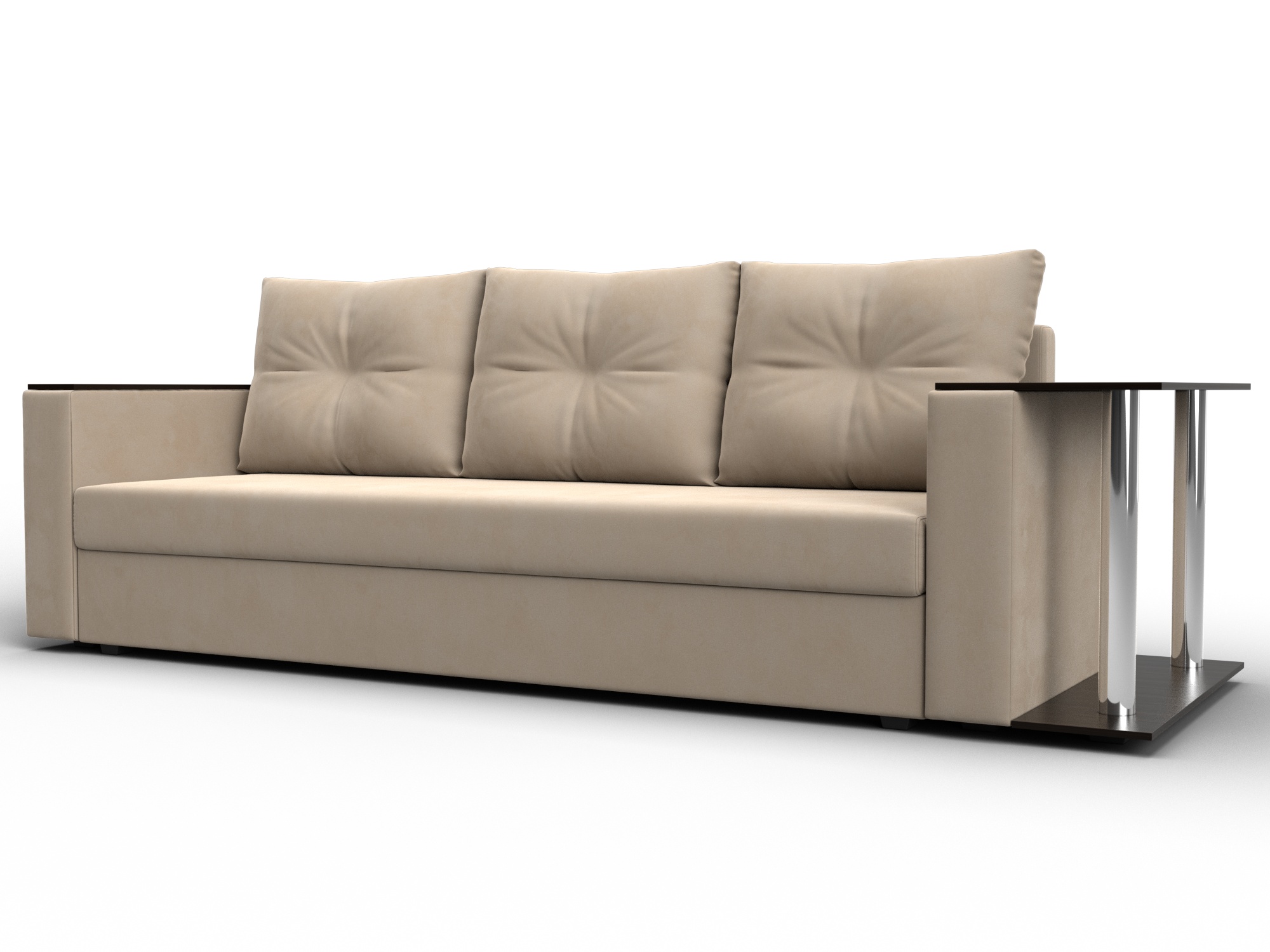 Диван прямой Атланта со столом справа (бежевый)