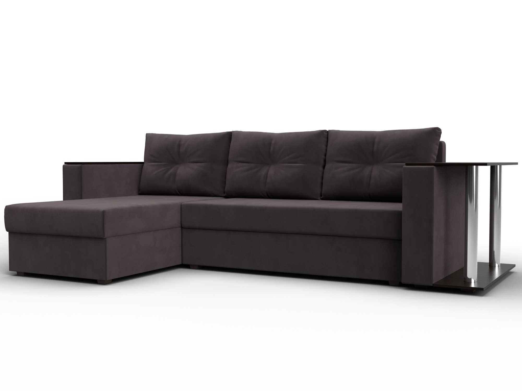 Диван угловой Атланта со столом левый угол (seven 727 коричневый)