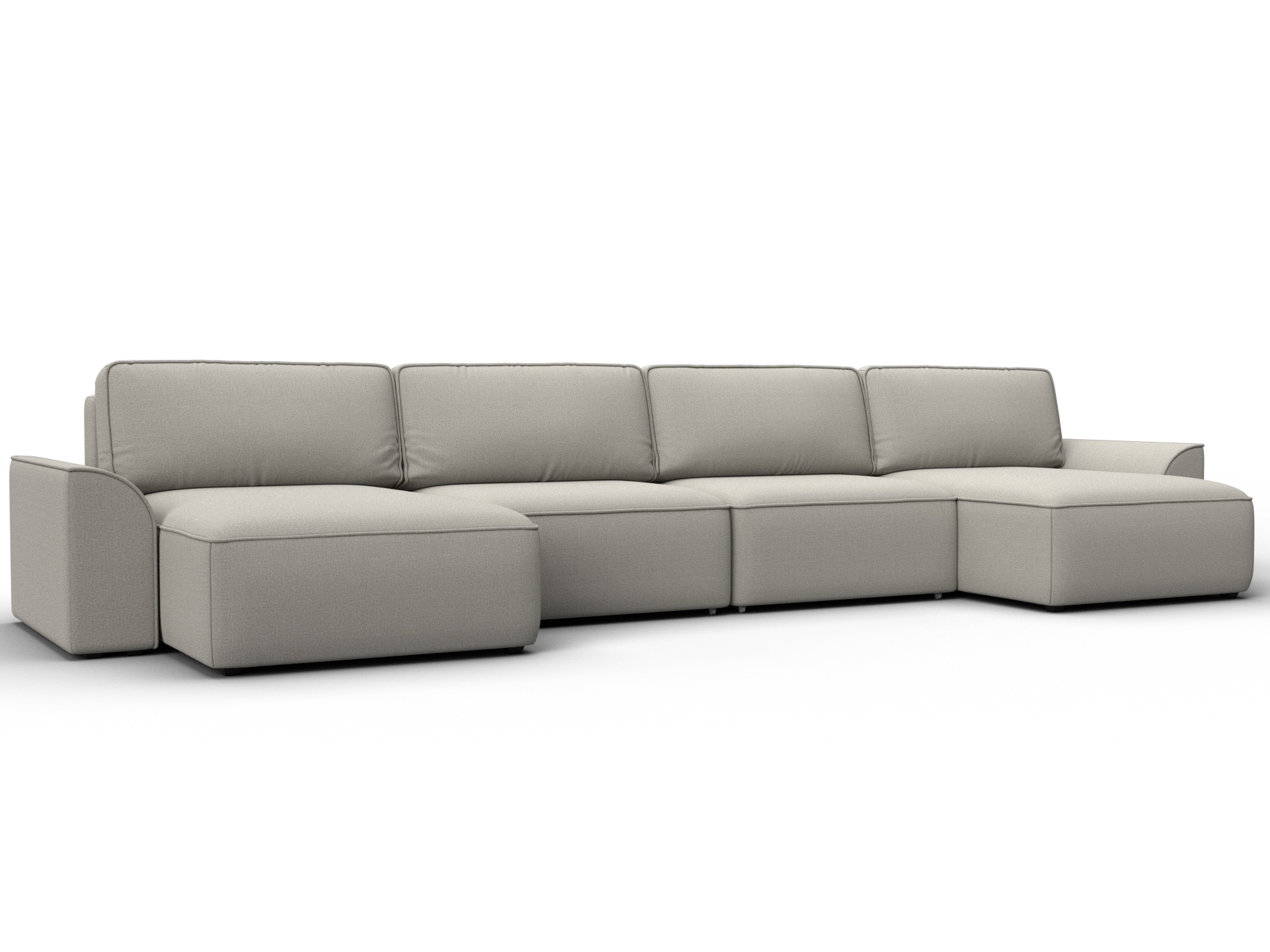 Диван П-образный Лига-048 НПБ лонг (амур 02 бежевый)