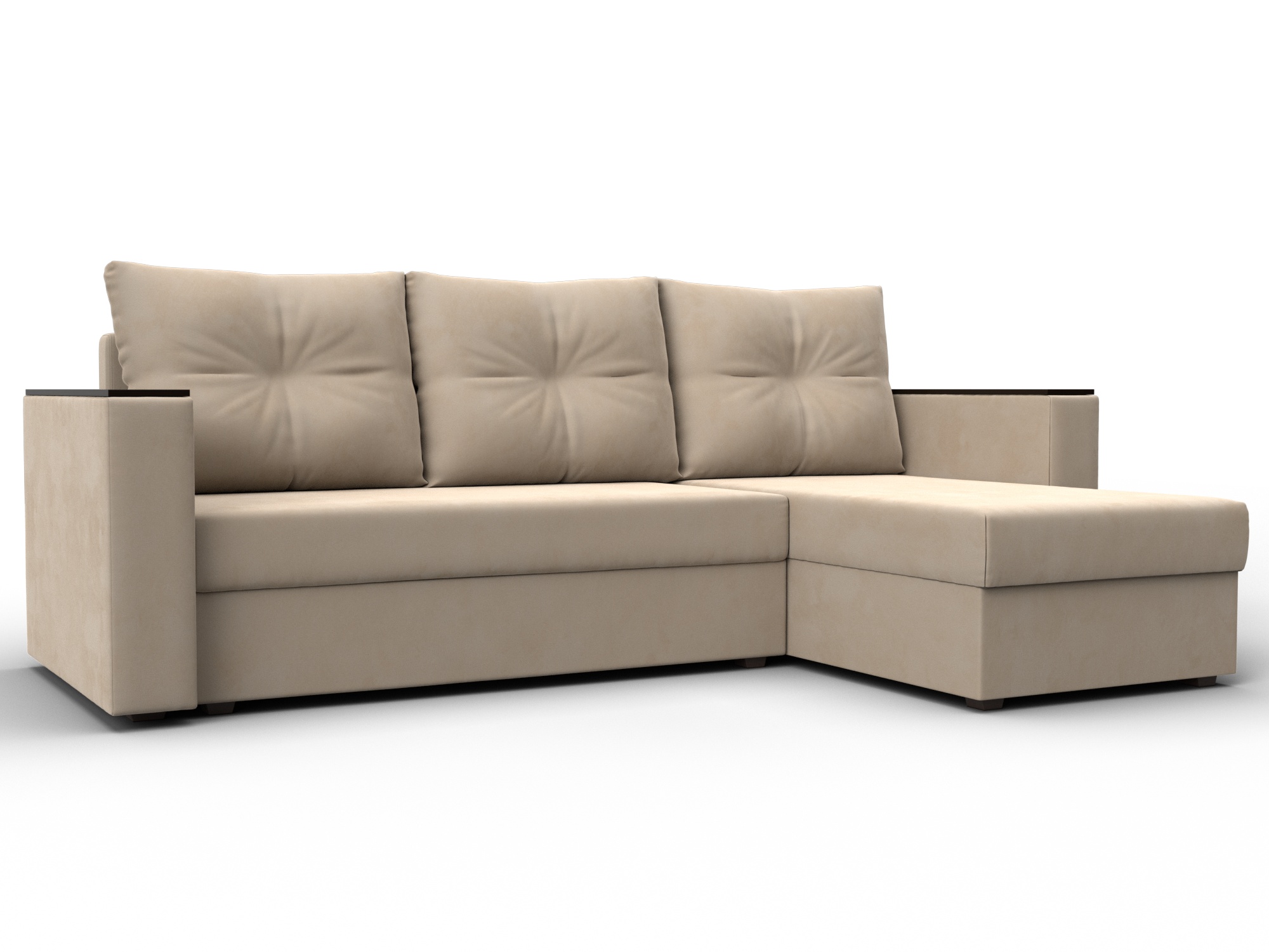 Диван угловой Атланта без стола универсальный угол (seven 729 бежевый)