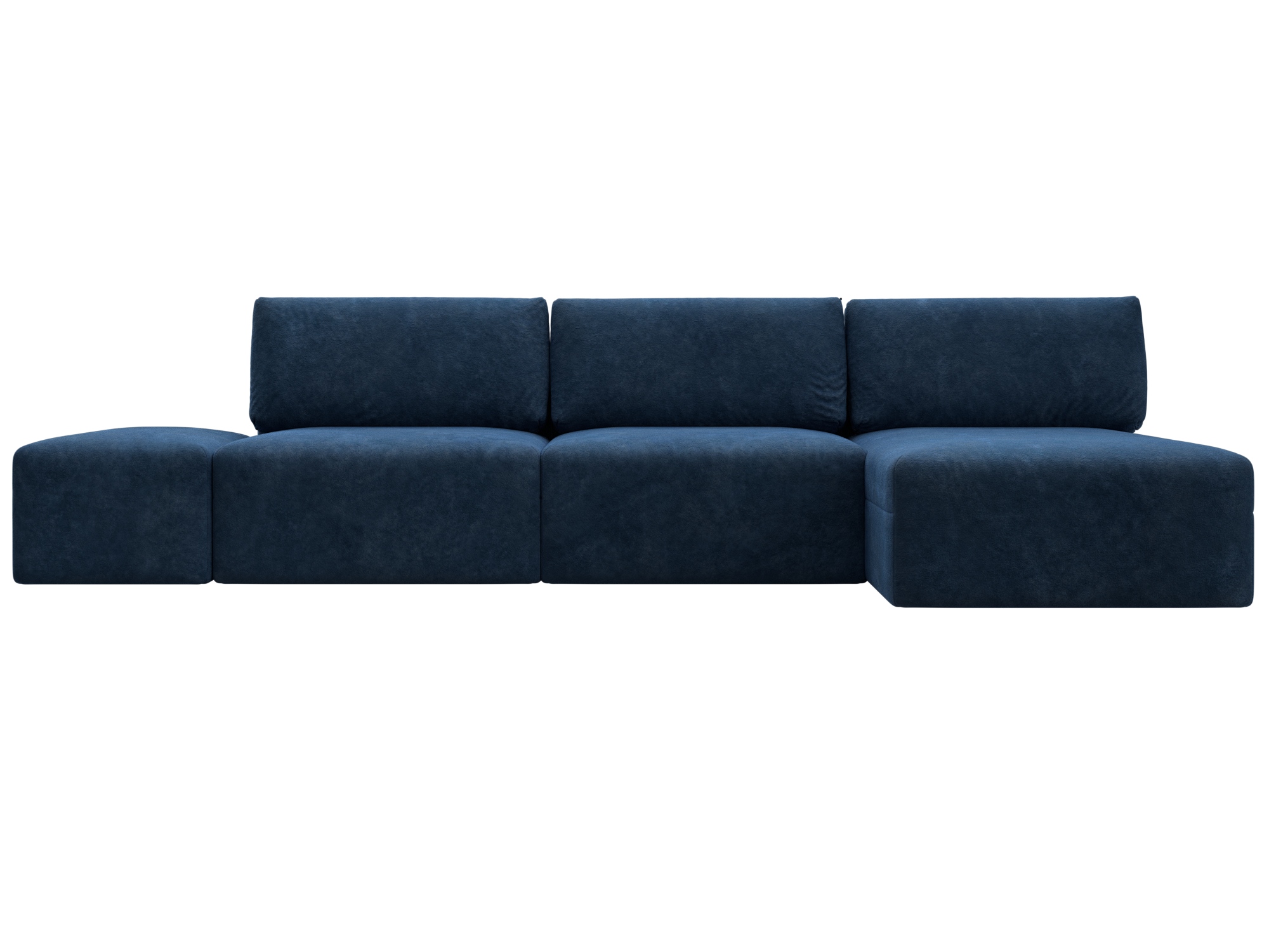 Диван угловой модульный с пуфом Лига-060 НПБ Лонг угол универсальный (brut 11 синий)