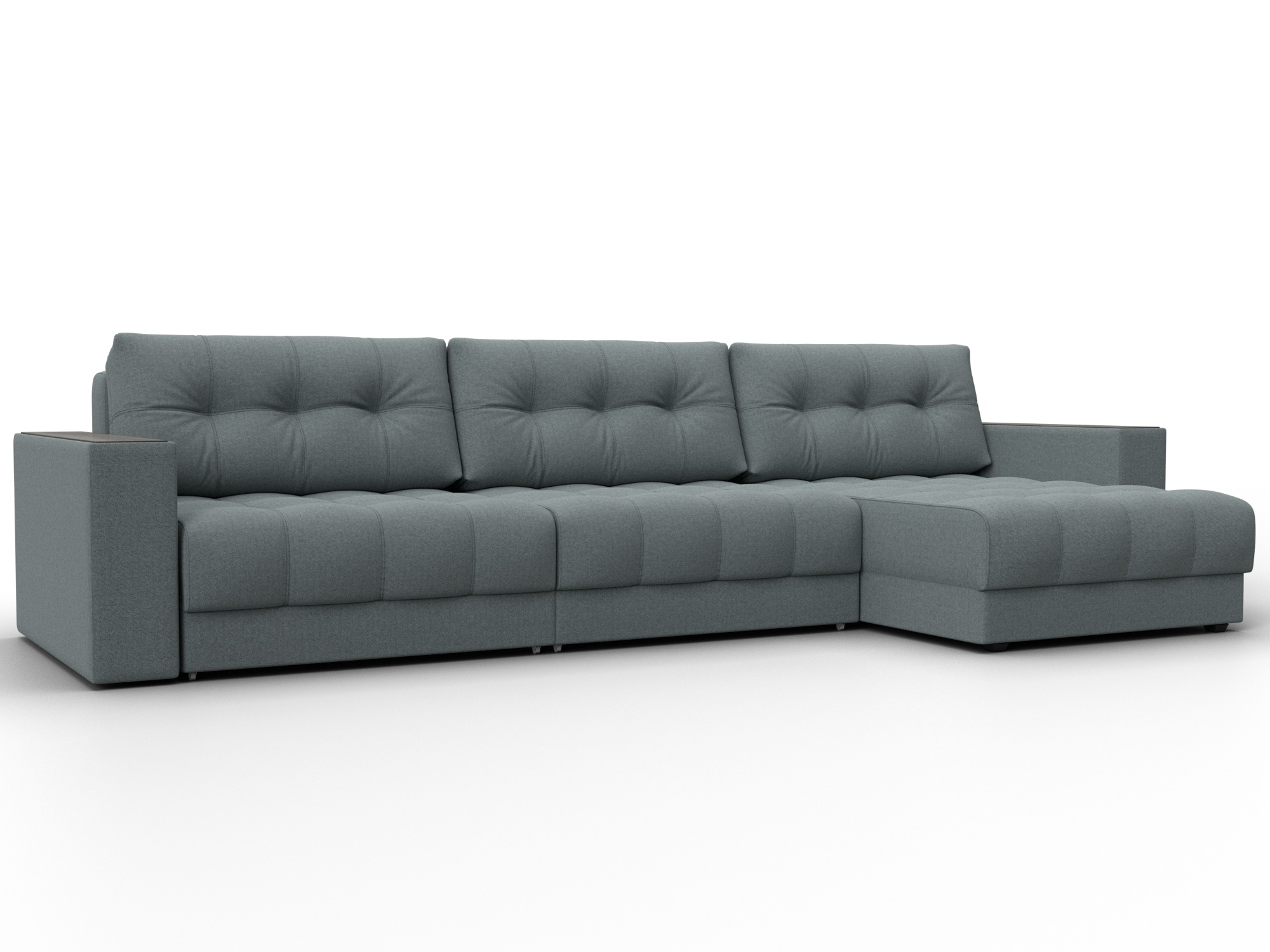 Диван угловой с декором Лига-049 НПБ Лонг (амур 07 серый)