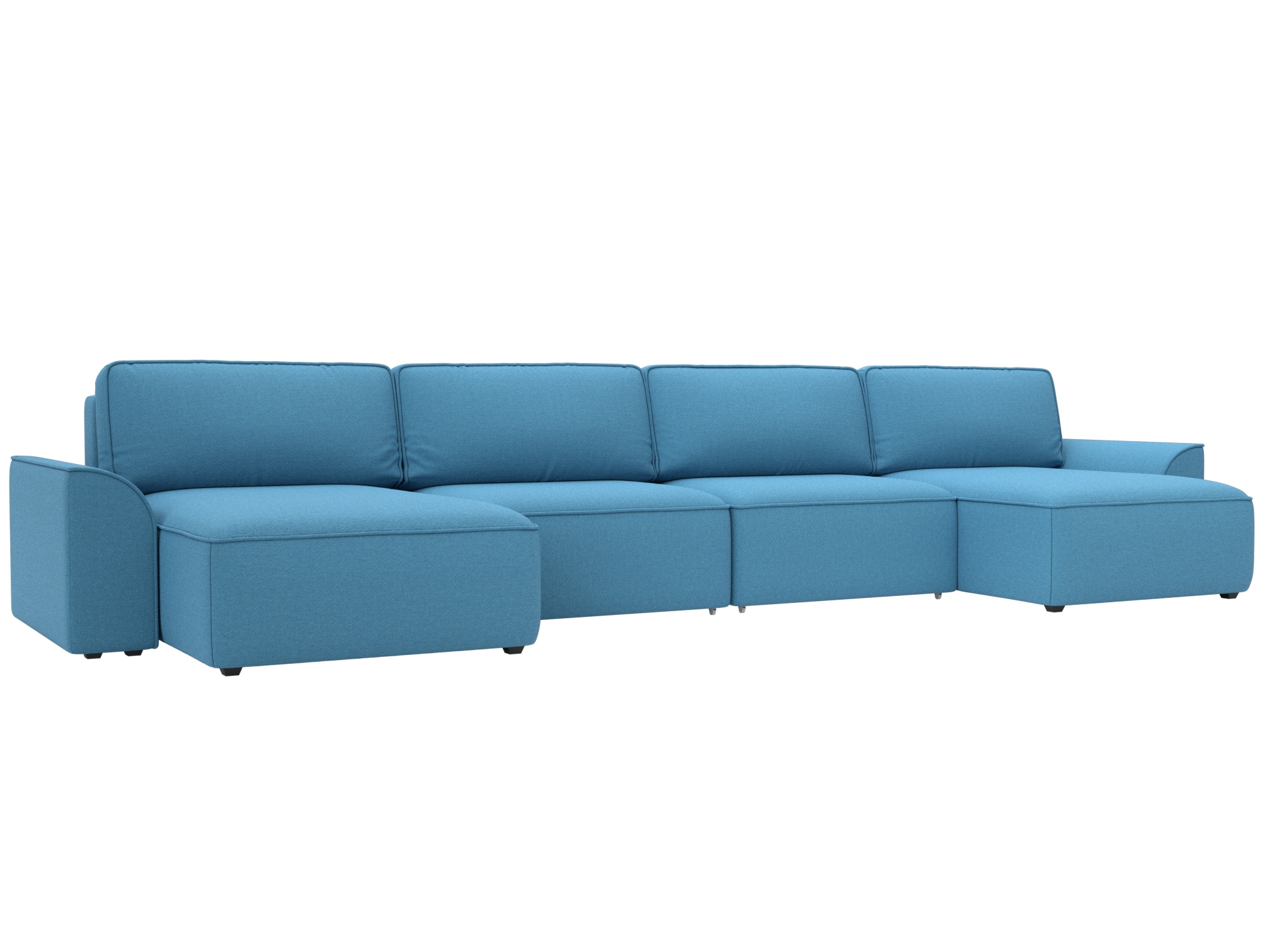 Диван П-образный Лига-048 НПБ лонг (амур 10 голубой)