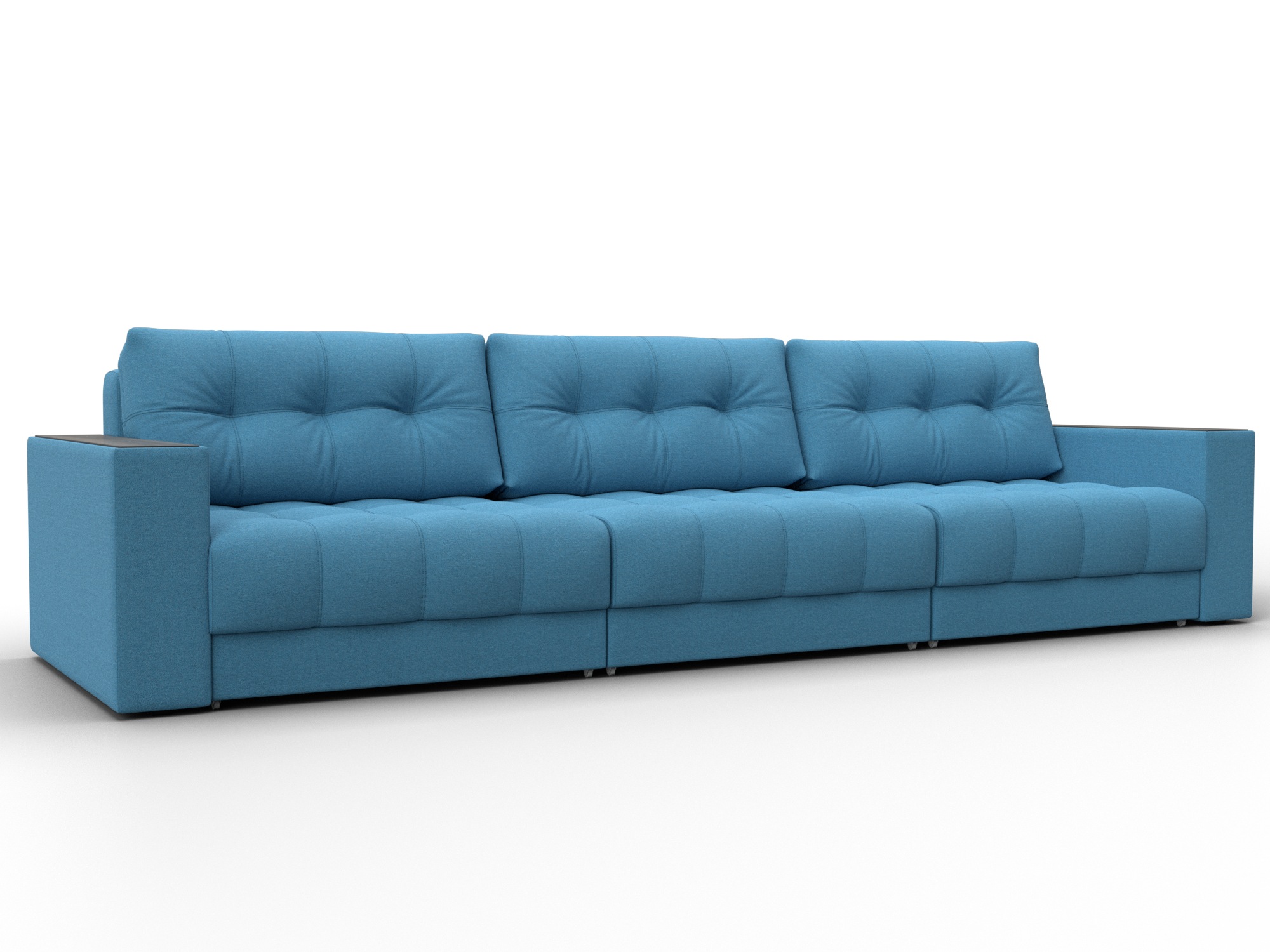 Диван прямой с декором Лига-049 НПБ Лонг (амур 10 голубой)