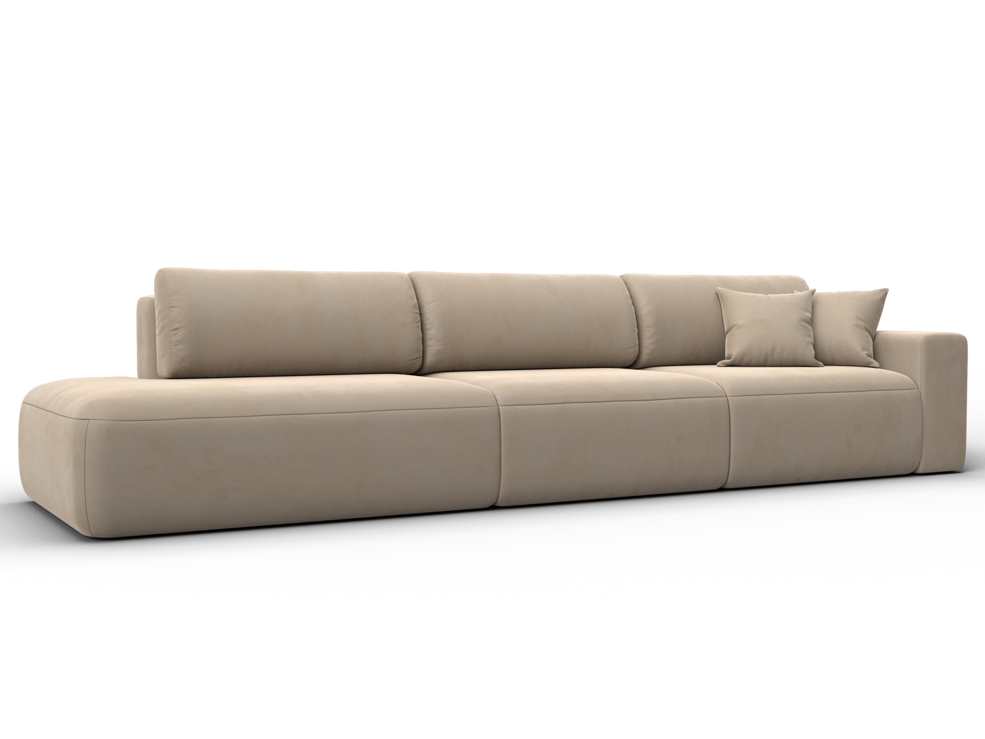 Диван прямой Лига-036 НПБ Модерн Лонг подлокотник справа (seven 729 бежевый)