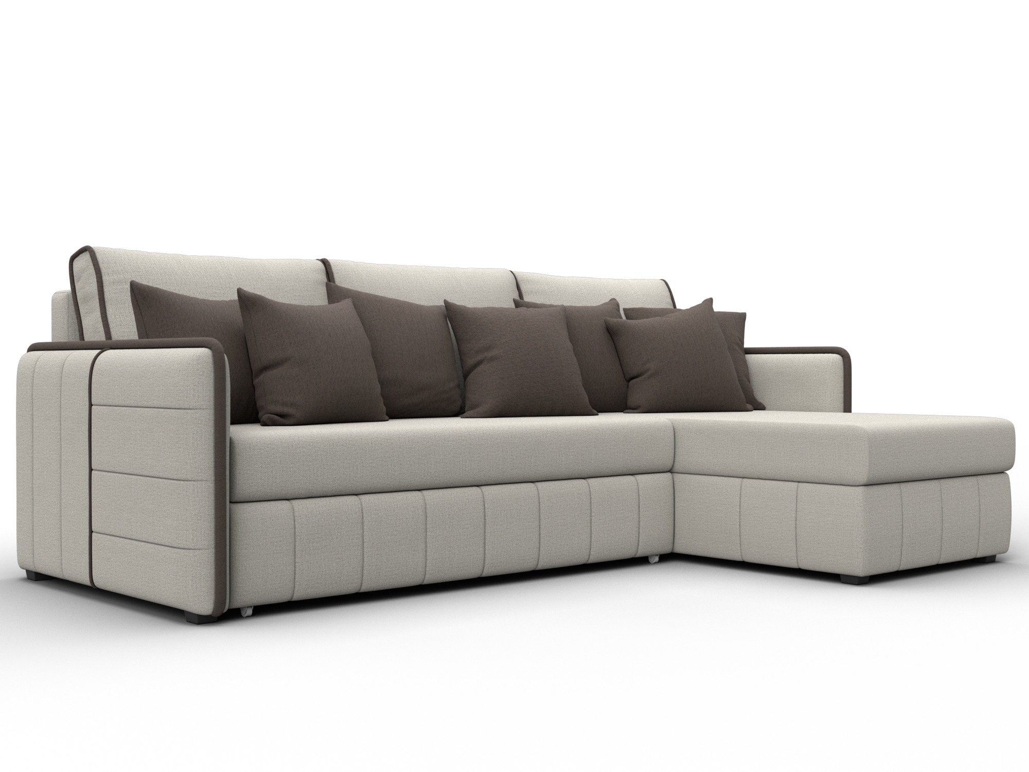 Диван угловой Лига-078 угол универсальный (амур 02 бежевый/амур 05 коричневый)