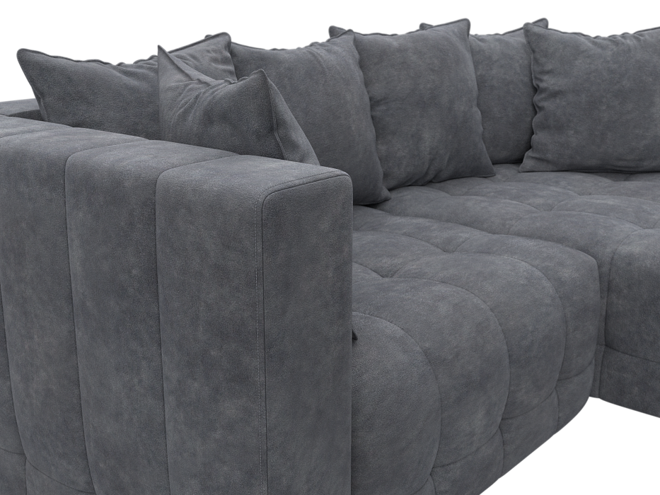 Диван угловой Лига-052 НПБ угол универсальный (brut 16 темно-серый)