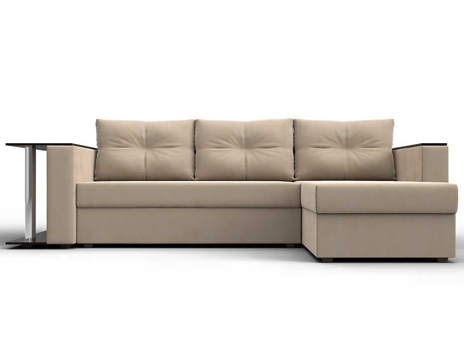 Диван угловой Атланта со столом правый угол (seven 729 бежевый)