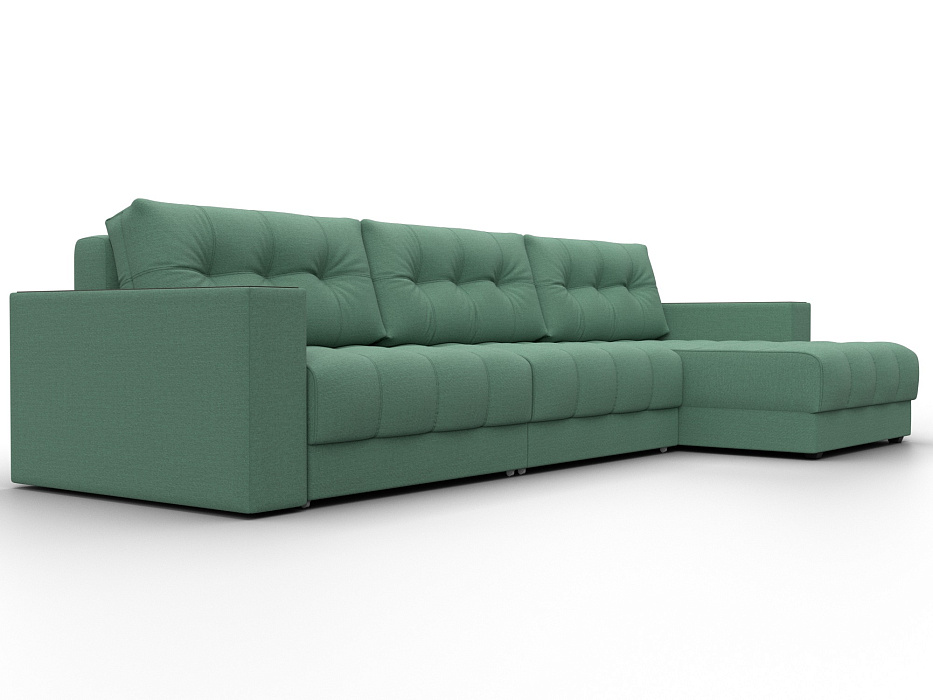 Диван угловой с декором Лига-049 НПБ Лонг (амур 11 зеленый)