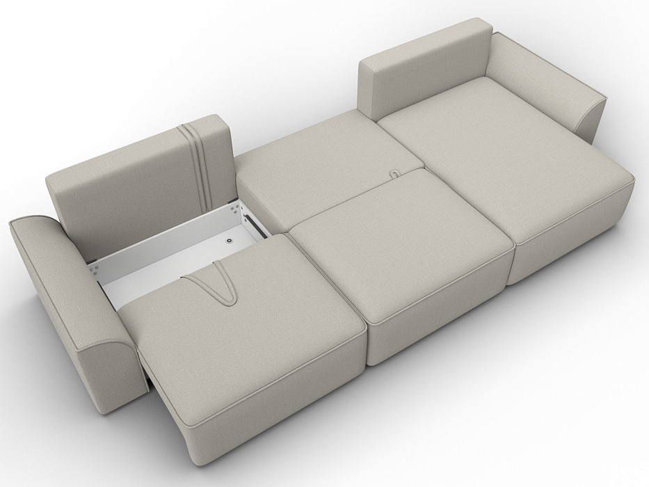 Диван угловой Лига-048 НПБ лонг (амур 02 бежевый)