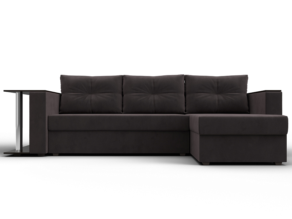 Диван угловой Атланта со столом правый угол (seven 727 коричневый)