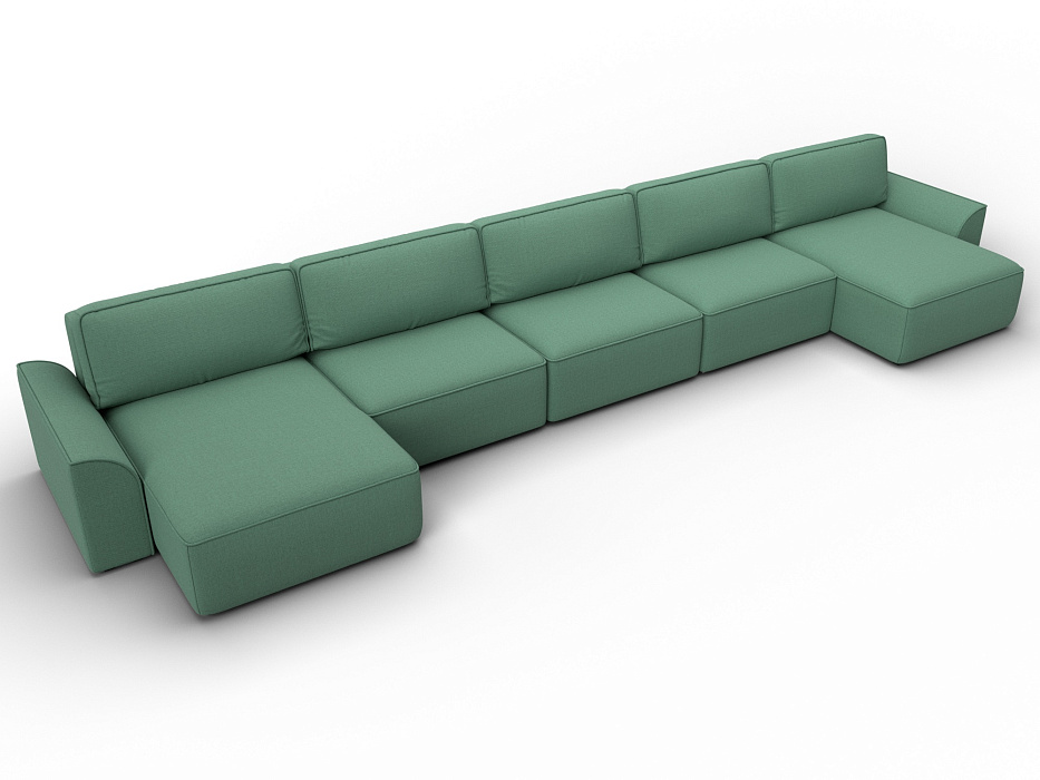Диван П-образный Лига-048 НПБ МегаЛонг (амур 11 зеленый)