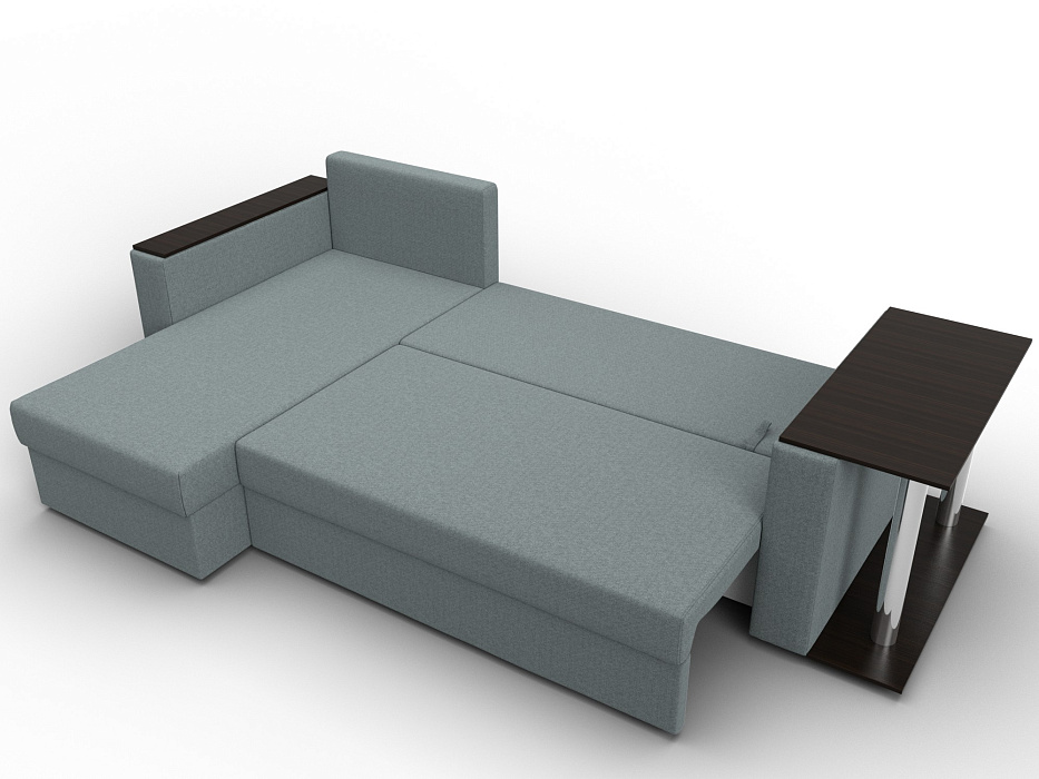 Диван угловой Атланта со столом левый угол (амур 07 серый)