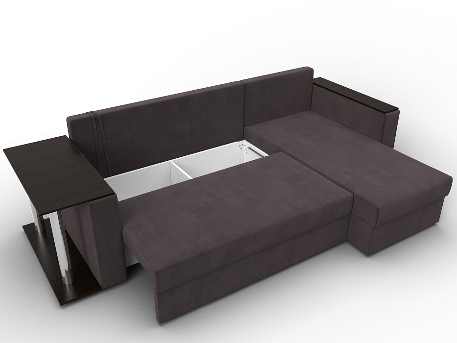Диван угловой Атланта со столом правый угол (seven 727 коричневый)