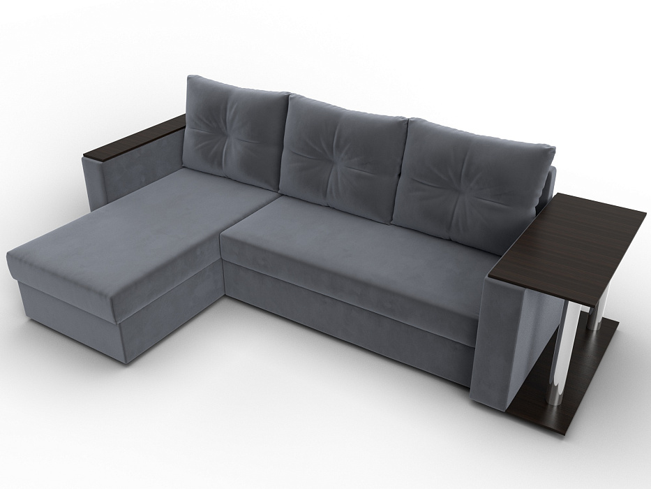 Диван угловой Атланта со столом левый угол (seven 17 серый)