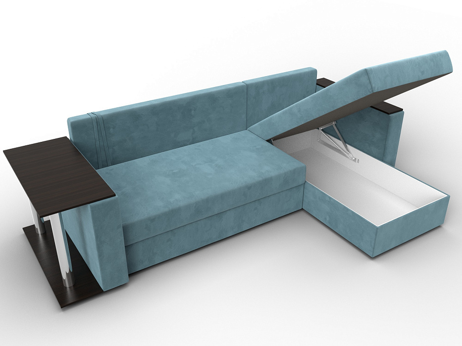 Диван угловой Атланта со столом правый угол (seven 113 бирюзовый)
