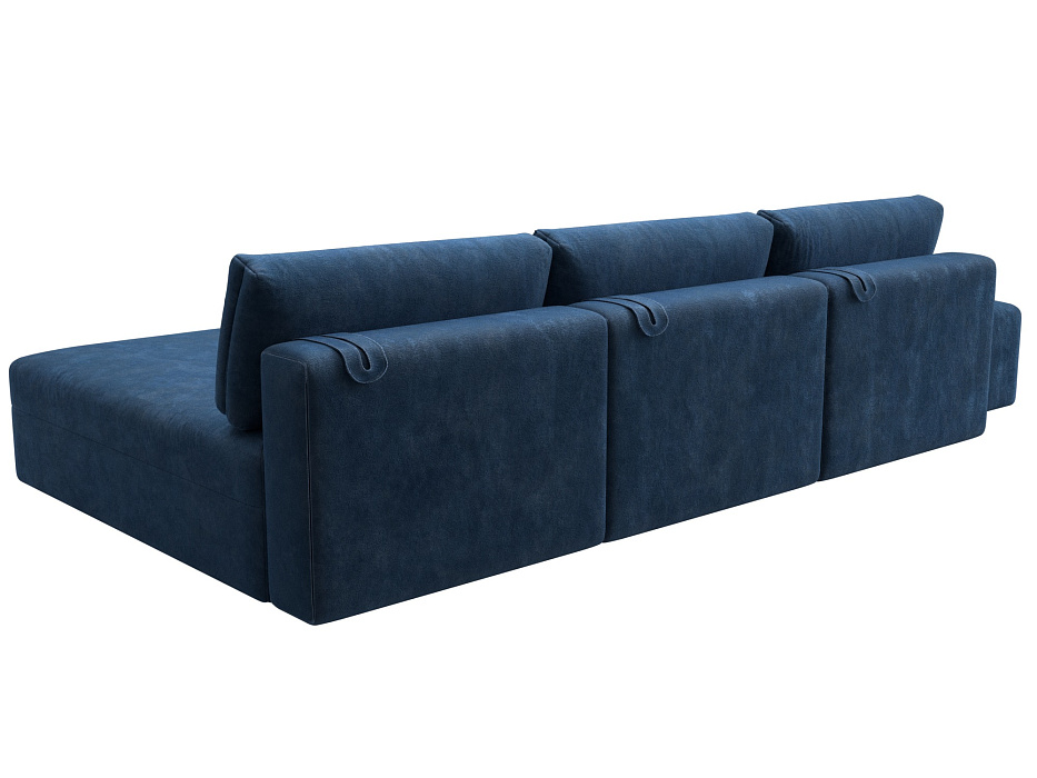 Диван угловой модульный с пуфом Лига-060 НПБ Лонг угол универсальный (brut 11 синий)