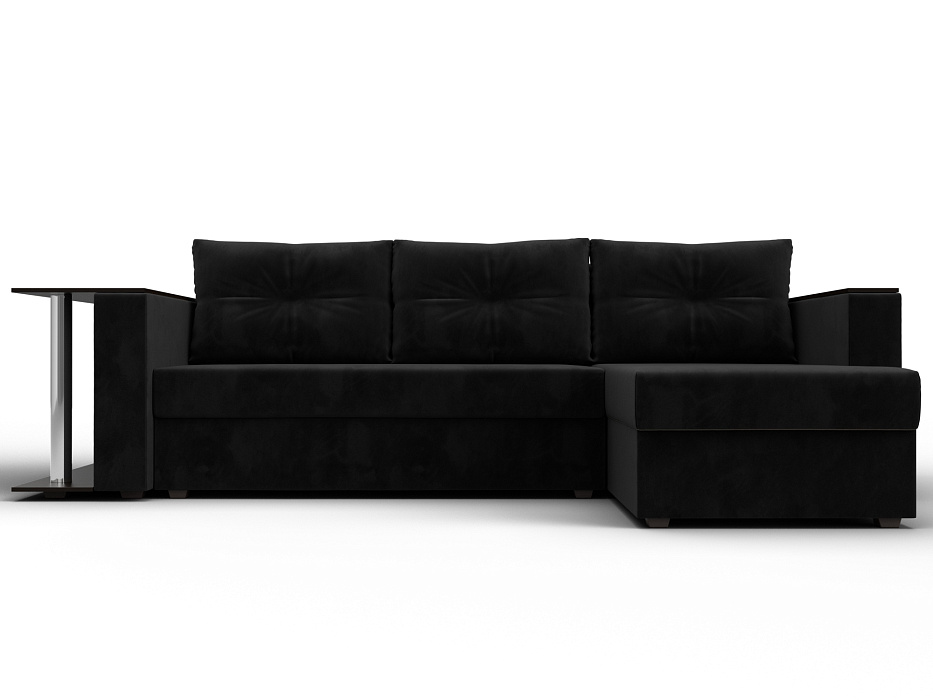 Диван угловой Атланта со столом правый угол (seven 35 черный)