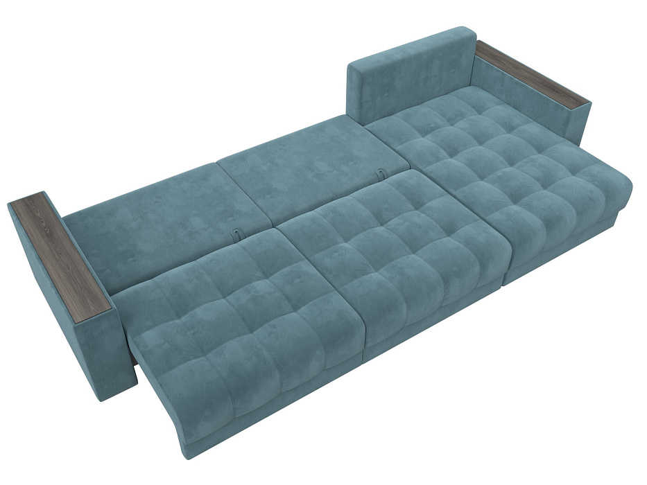 Диван угловой с декором Лига-049 НПБ Лонг (seven 113 бирюзовый)