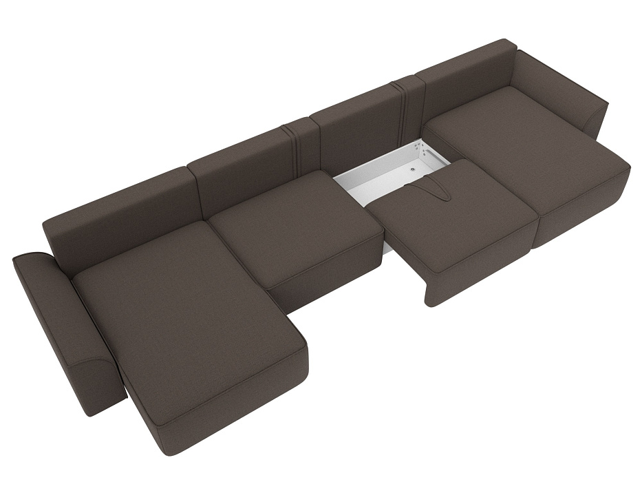 Диван П-образный Лига-048 НПБ лонг (амур 05 коричневый)