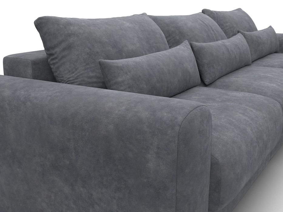 Диван угловой Лига-056 НПБ Лонг угол универсальный (brut 16 темно-серый)