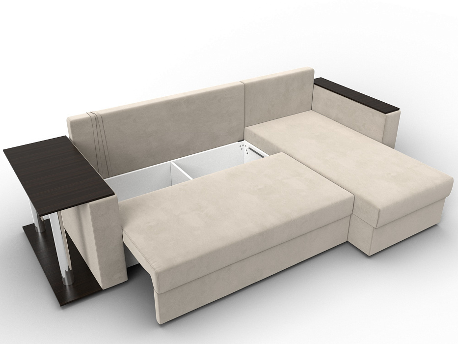 Диван угловой Атланта со столом правый угол (бежевый)