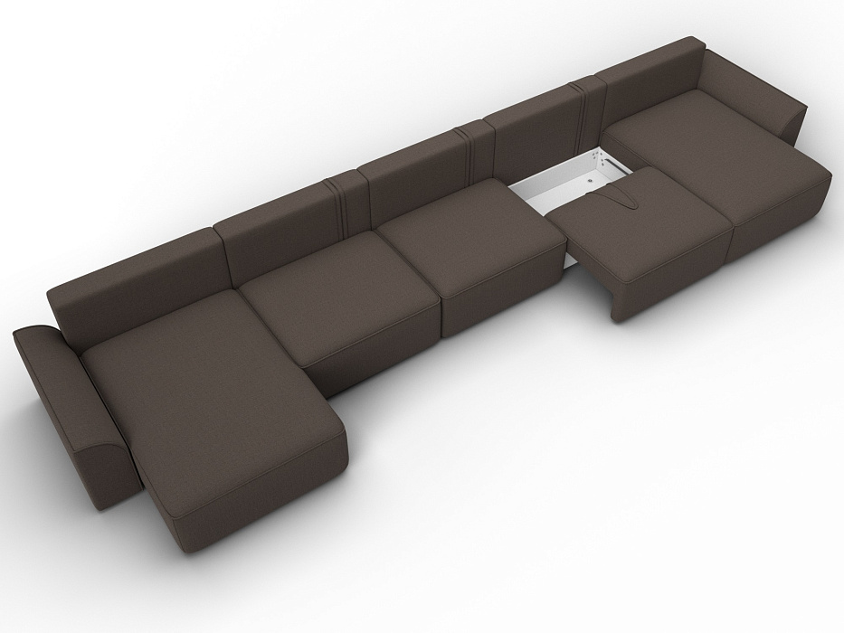 Диван П-образный Лига-048 НПБ МегаЛонг (амур 05 коричневый)
