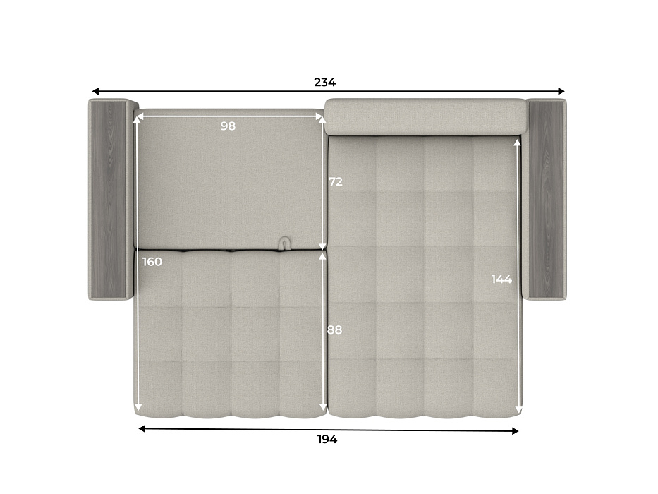 Диван угловой с декором Лига-049 НПБ (амур 02 бежевый)