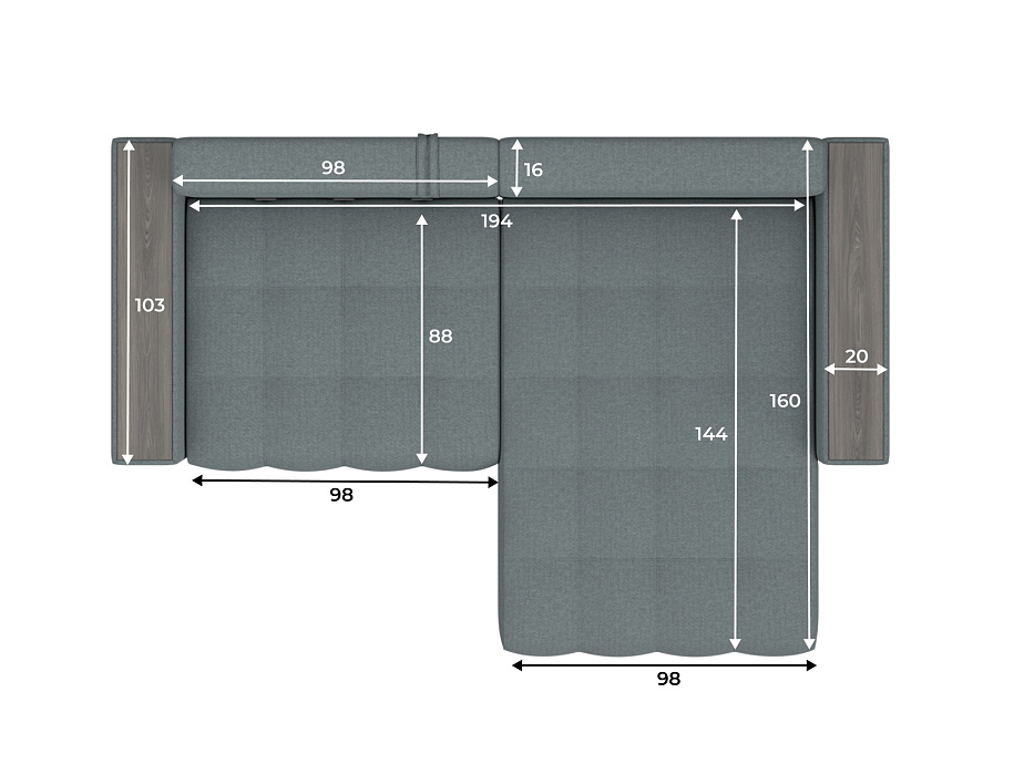 Диван угловой с декором Лига-049 НПБ (амур 07 серый)