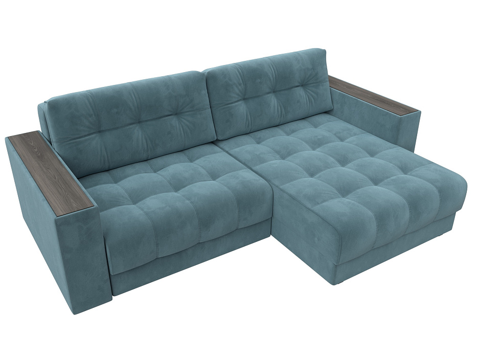 Диван угловой с декором Лига-049 НПБ (seven 113 бирюзовый)