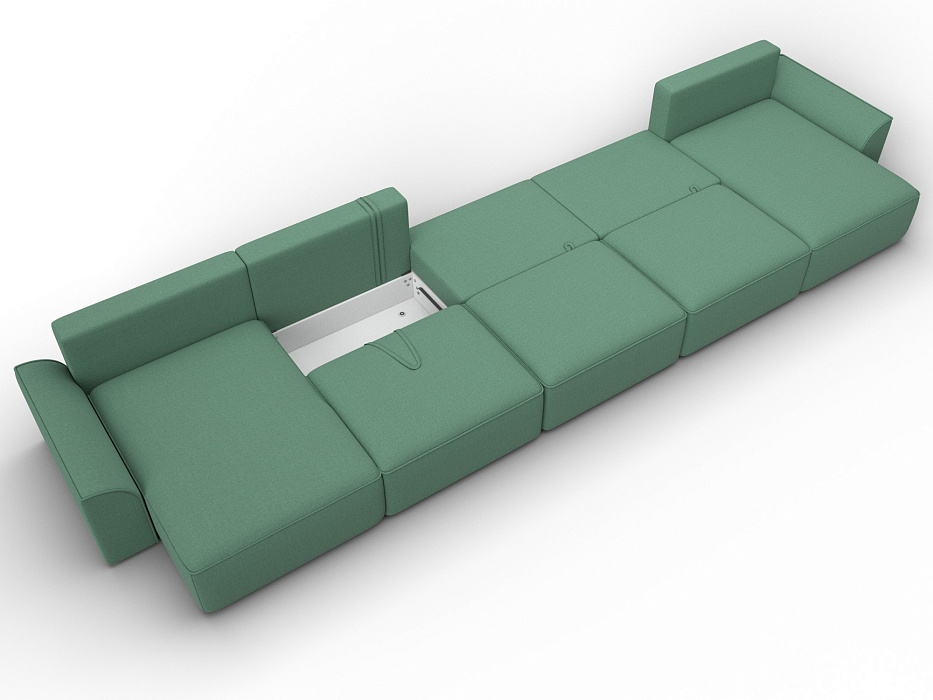 Диван П-образный Лига-048 НПБ МегаЛонг (амур 11 зеленый)